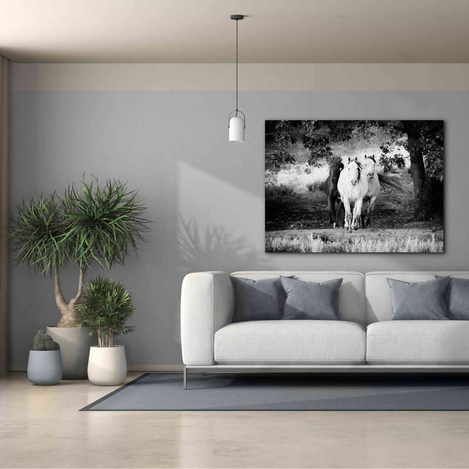 'Three Wild Horses BW' by Debra Van Swearingen, Canvas Wall Art,54 x 40