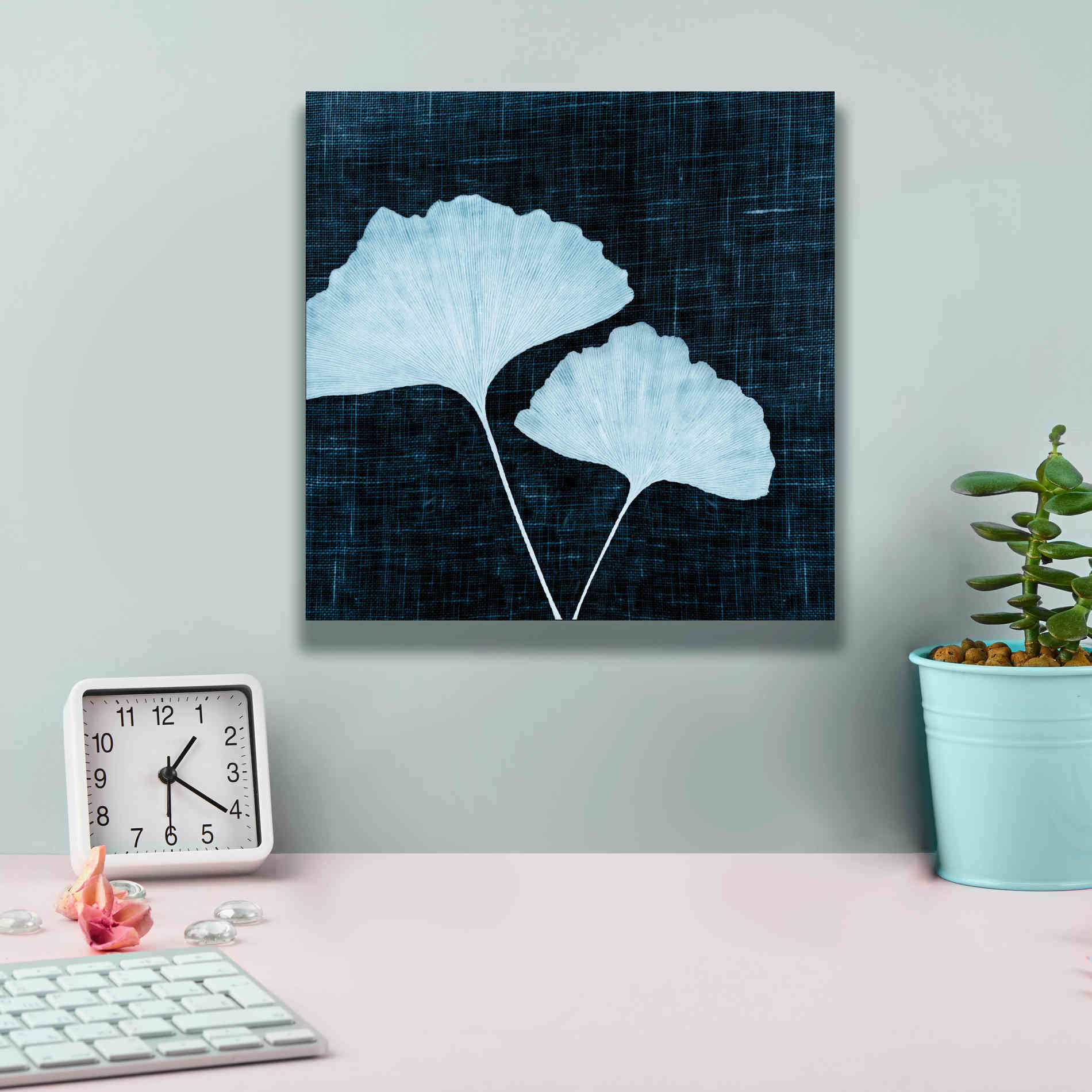 'Leaves on Linen I' by Debra Van Swearingen, Canvas Wall Art,12 x 12