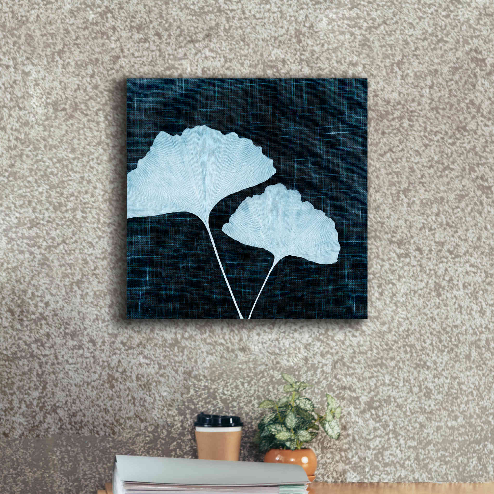 'Leaves on Linen I' by Debra Van Swearingen, Canvas Wall Art,18 x 18