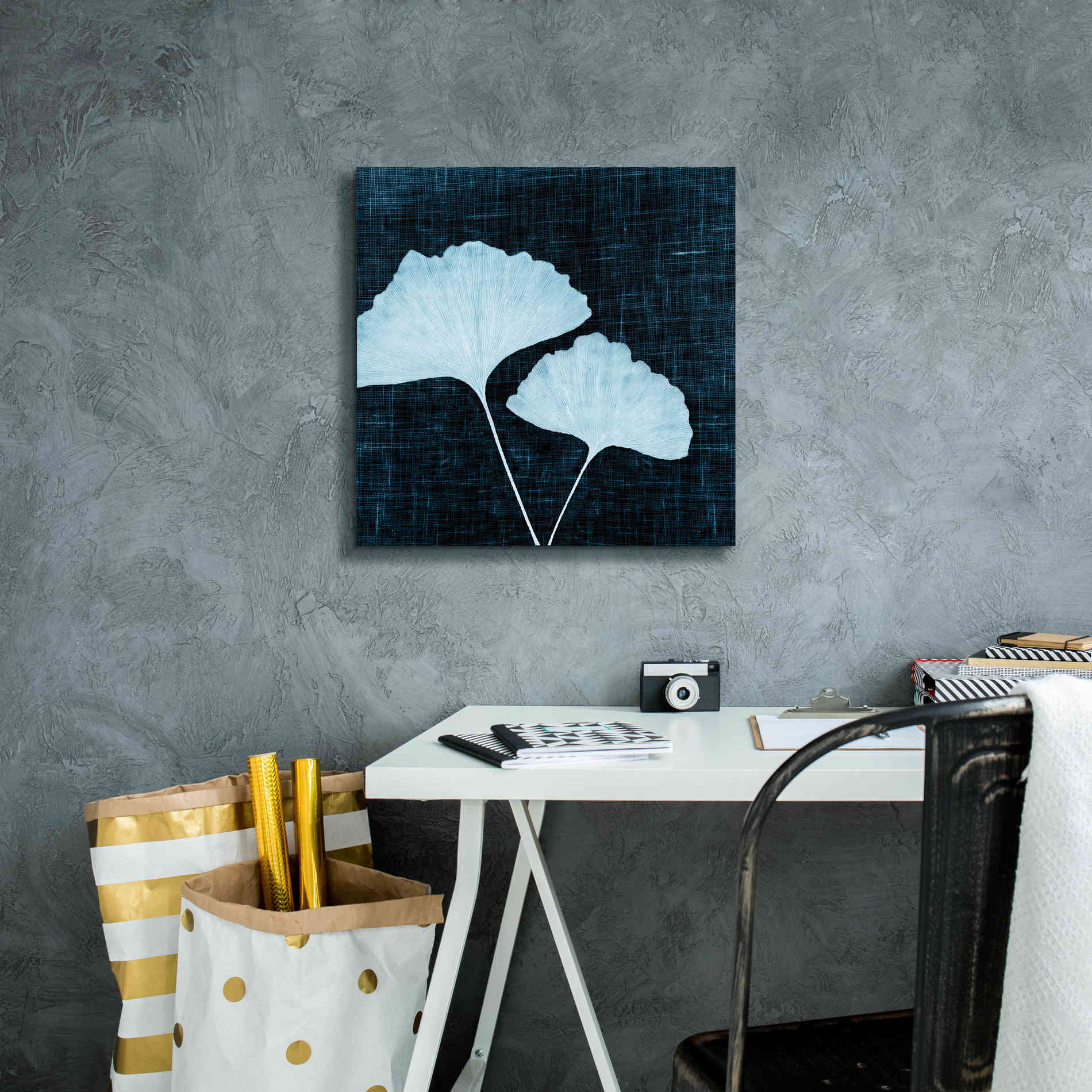 'Leaves on Linen I' by Debra Van Swearingen, Canvas Wall Art,18 x 18