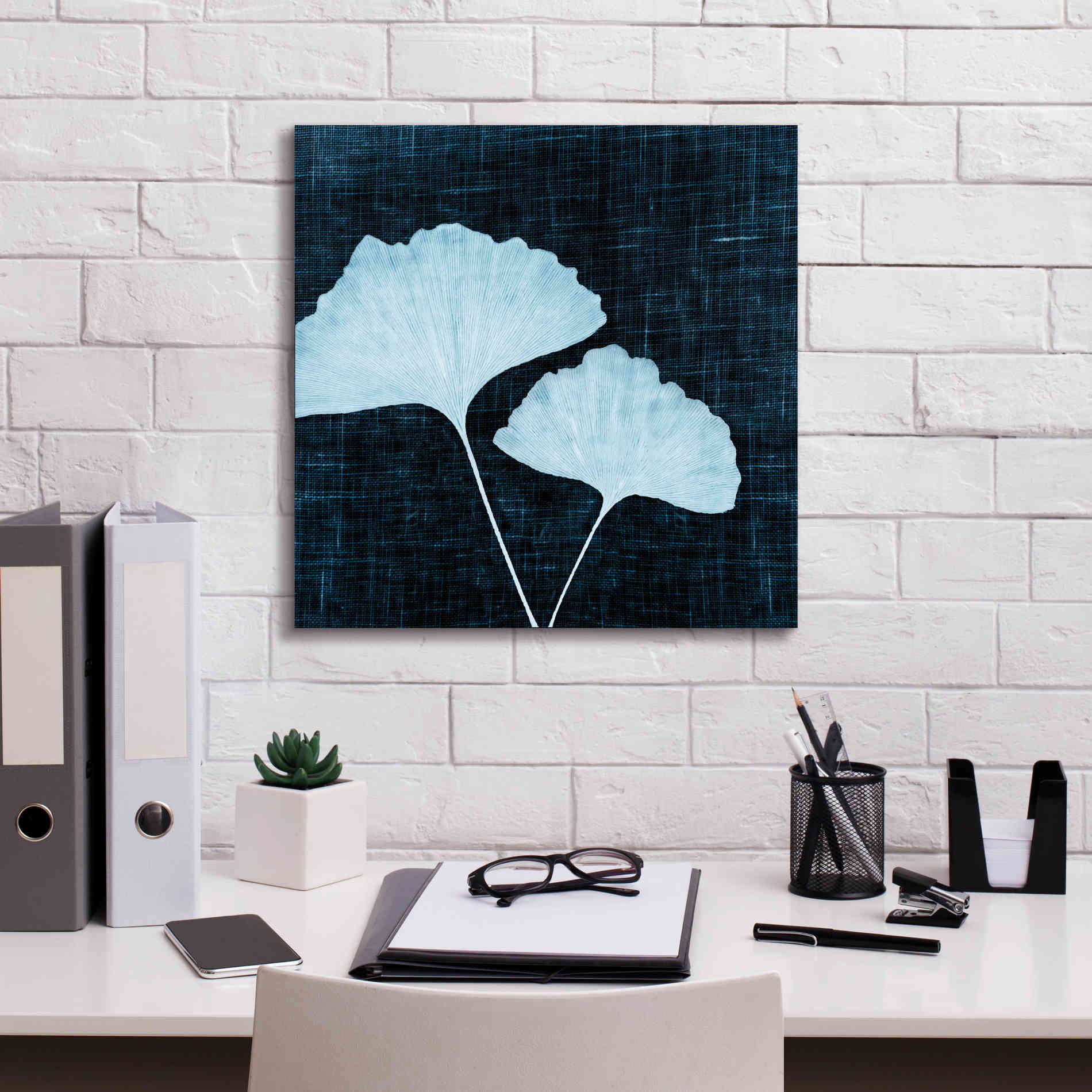 'Leaves on Linen I' by Debra Van Swearingen, Canvas Wall Art,18 x 18