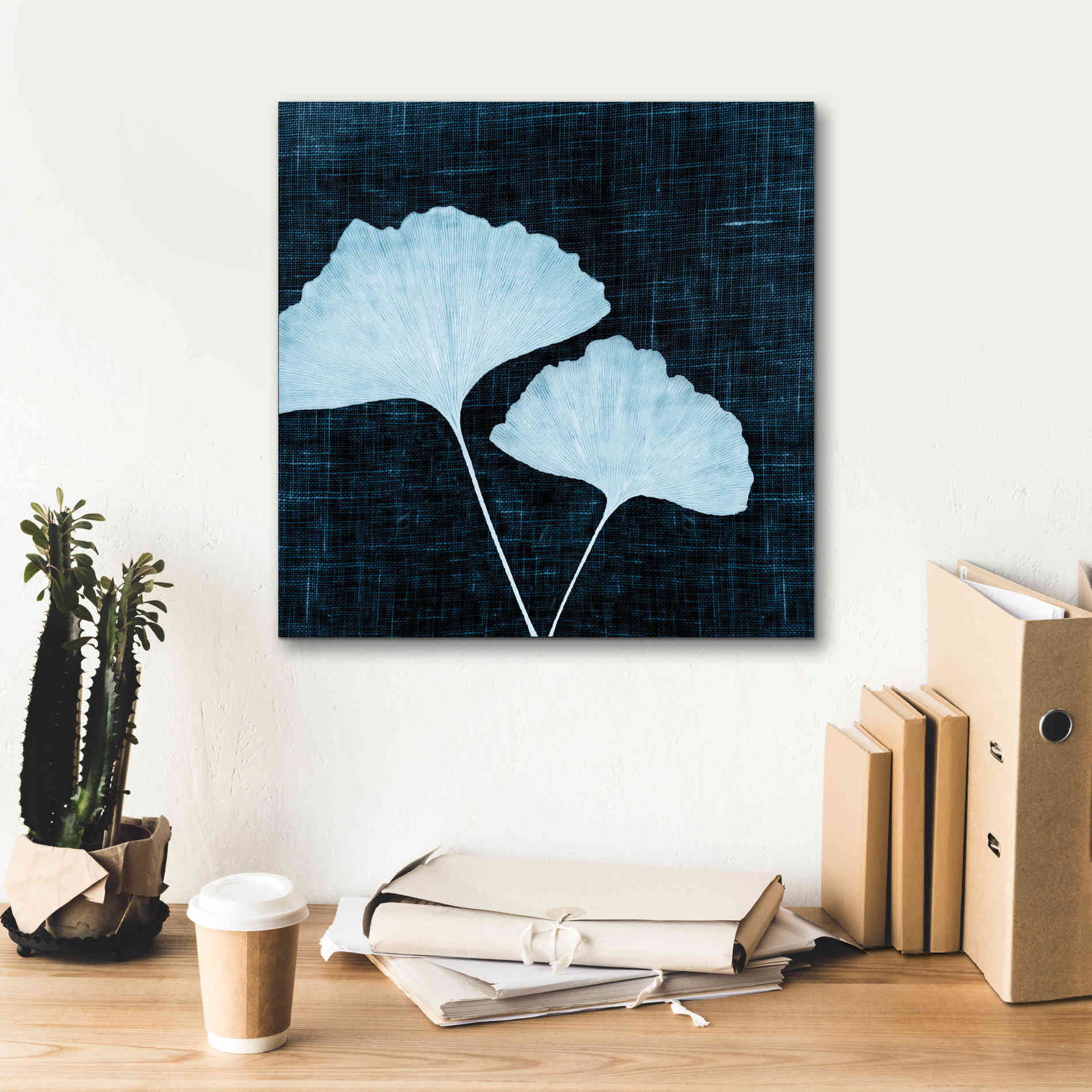 'Leaves on Linen I' by Debra Van Swearingen, Canvas Wall Art,18 x 18