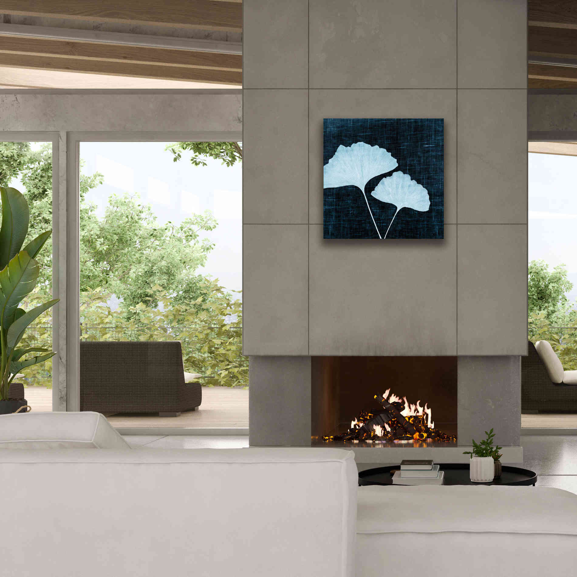 'Leaves on Linen I' by Debra Van Swearingen, Canvas Wall Art,26 x 26