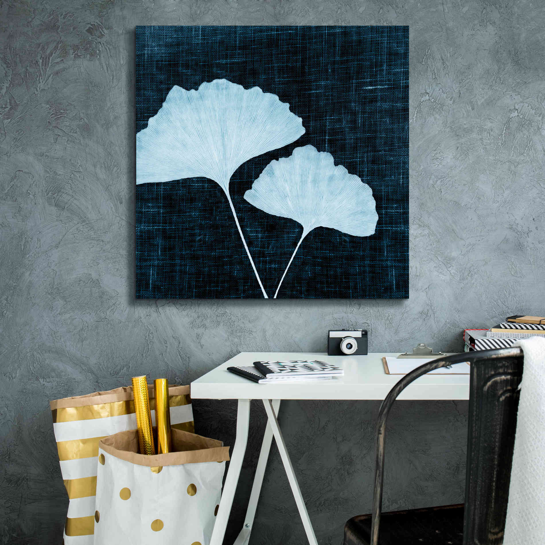 'Leaves on Linen I' by Debra Van Swearingen, Canvas Wall Art,26 x 26