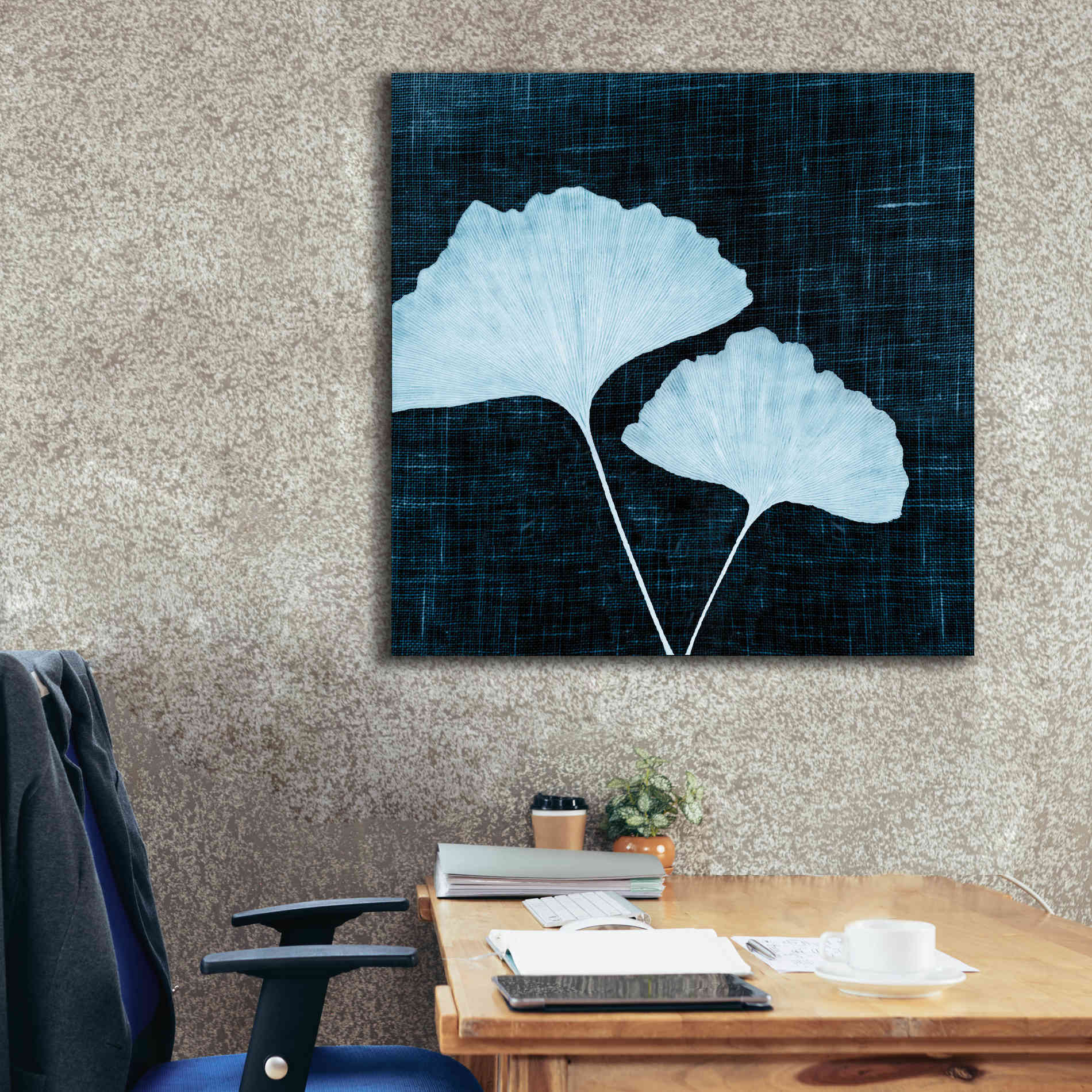 'Leaves on Linen I' by Debra Van Swearingen, Canvas Wall Art,37 x 37