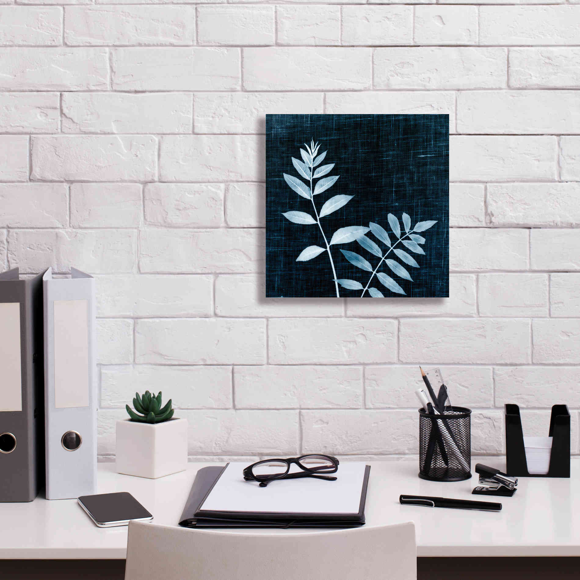 'Leaves on Linen II' by Debra Van Swearingen, Canvas Wall Art,12 x 12