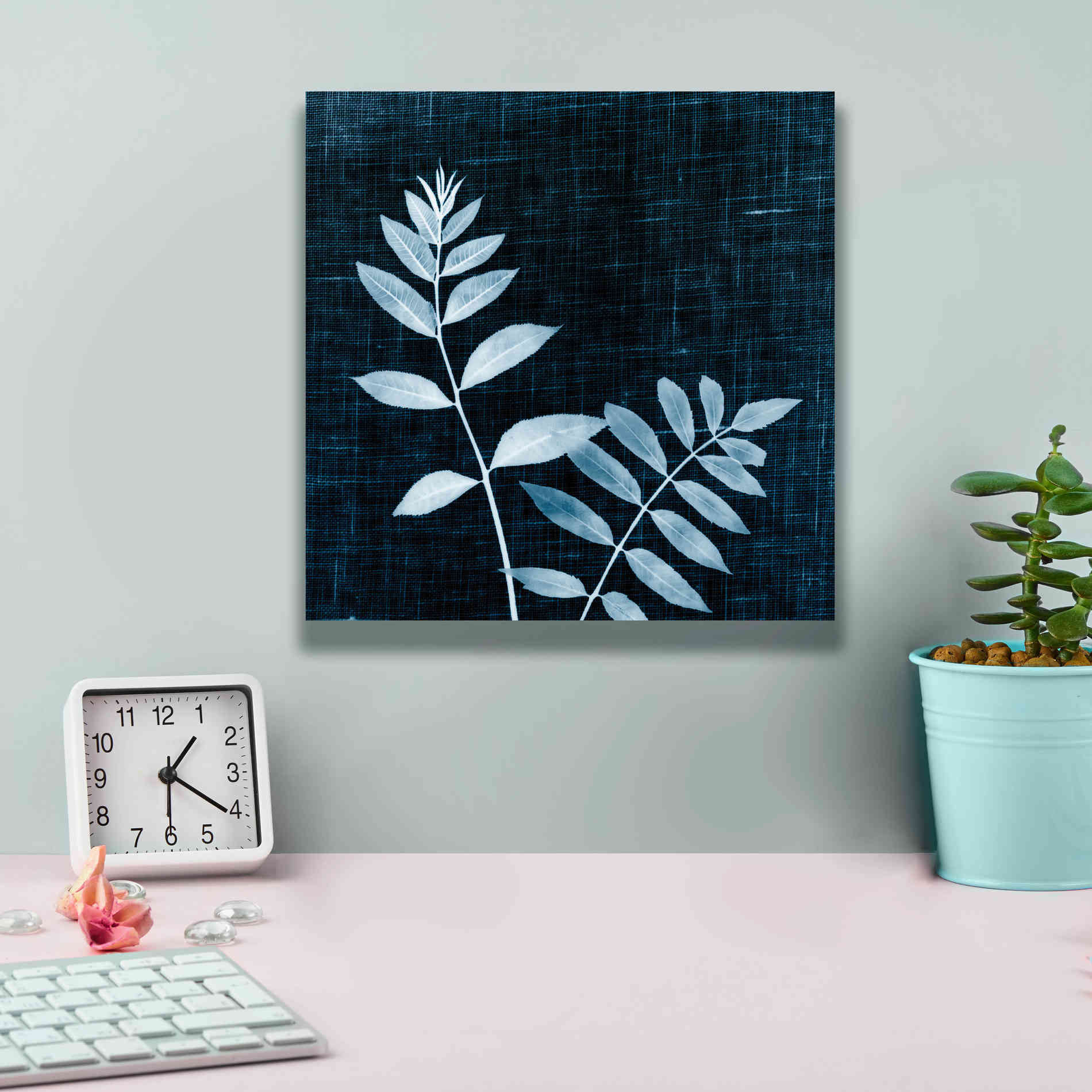 'Leaves on Linen II' by Debra Van Swearingen, Canvas Wall Art,12 x 12
