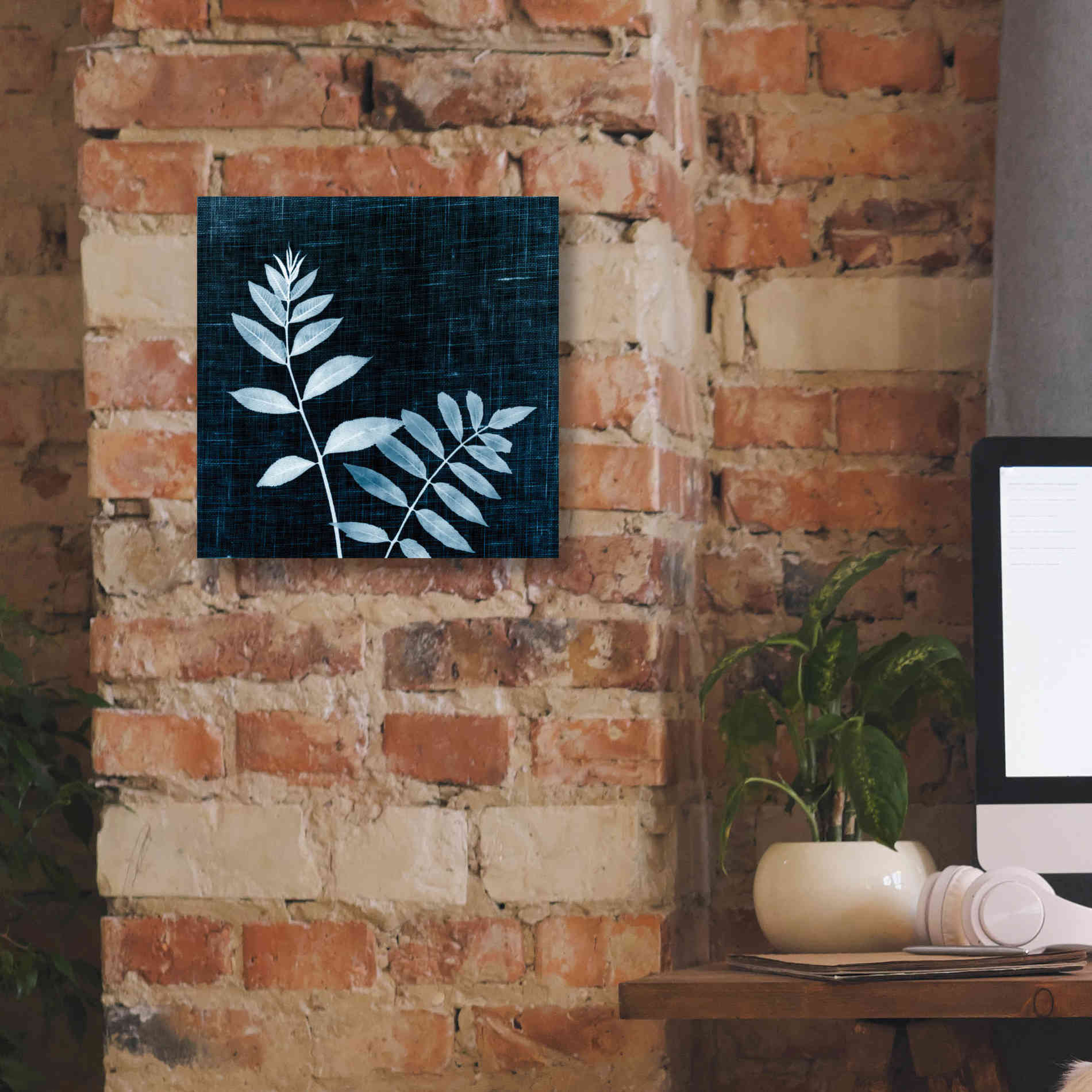 'Leaves on Linen II' by Debra Van Swearingen, Canvas Wall Art,12 x 12