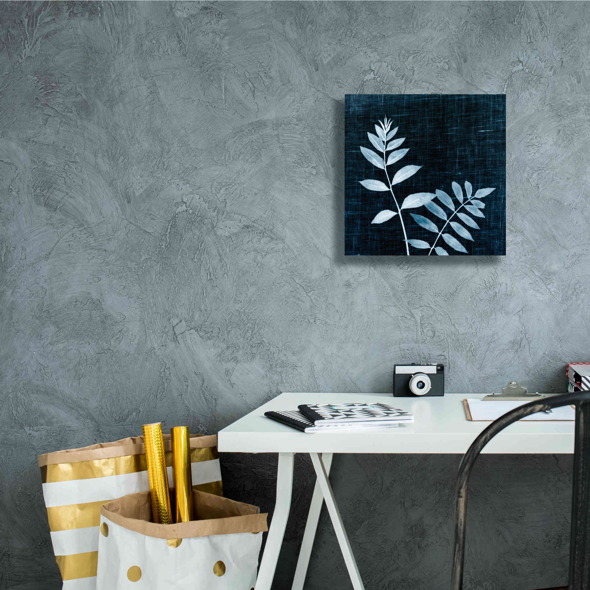 'Leaves on Linen II' by Debra Van Swearingen, Canvas Wall Art,12 x 12