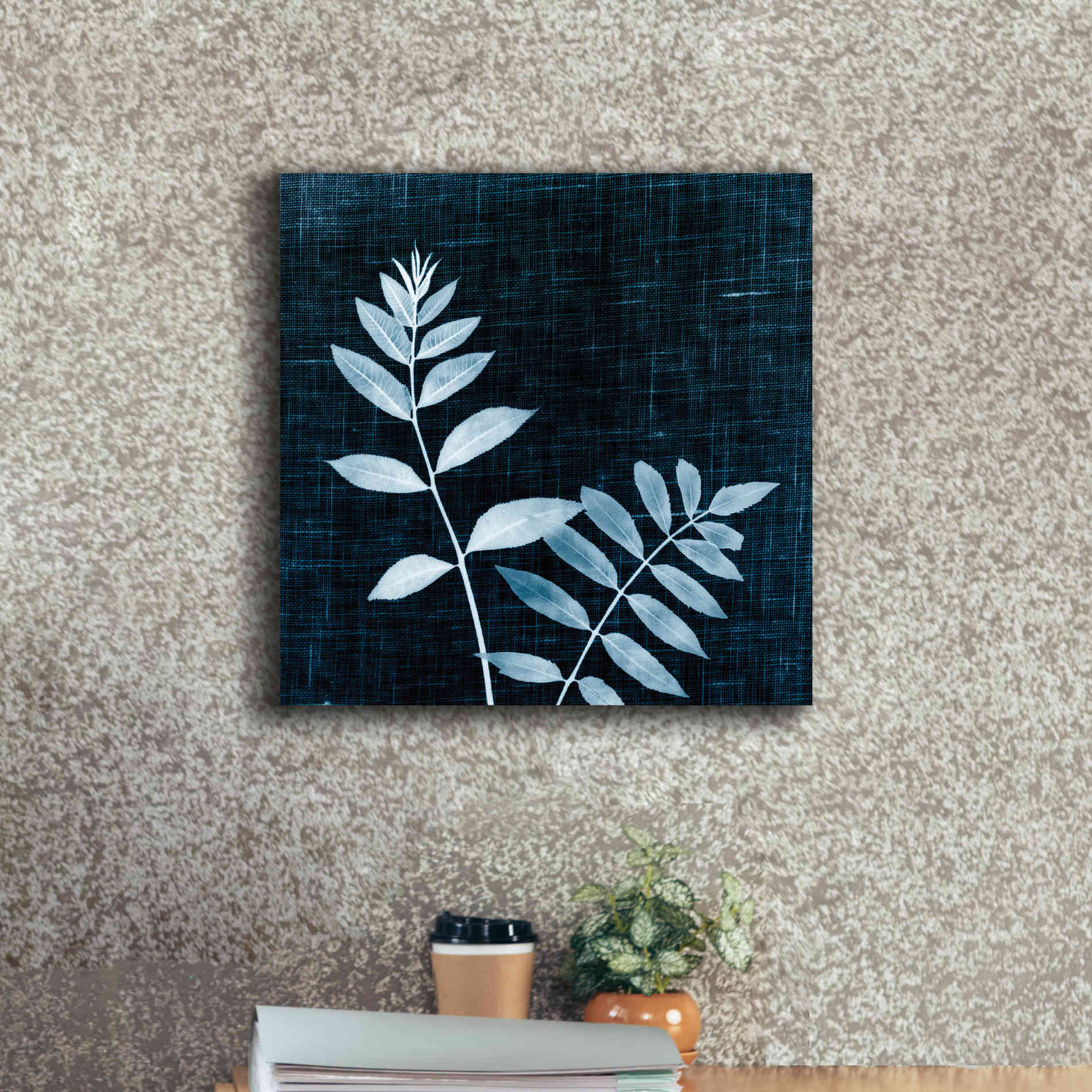 'Leaves on Linen II' by Debra Van Swearingen, Canvas Wall Art,18 x 18