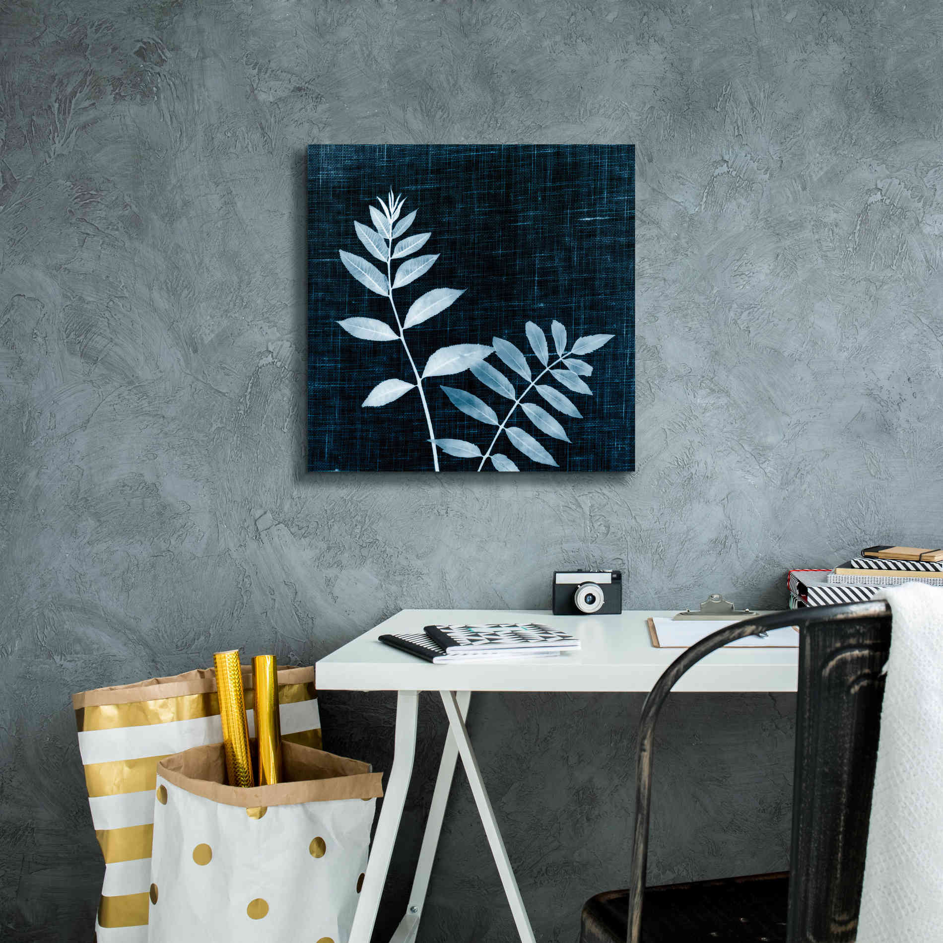 'Leaves on Linen II' by Debra Van Swearingen, Canvas Wall Art,18 x 18
