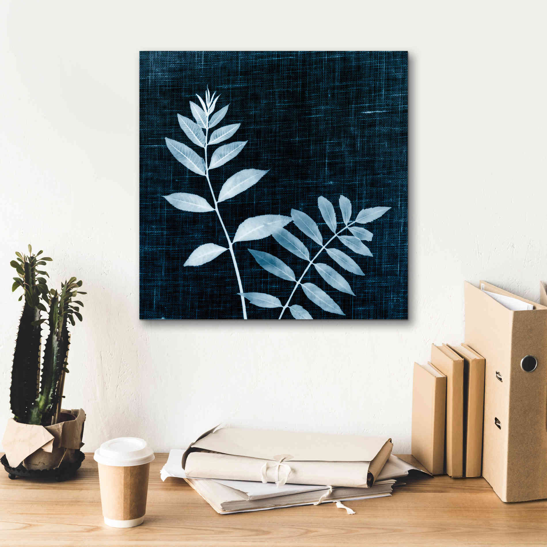 'Leaves on Linen II' by Debra Van Swearingen, Canvas Wall Art,18 x 18