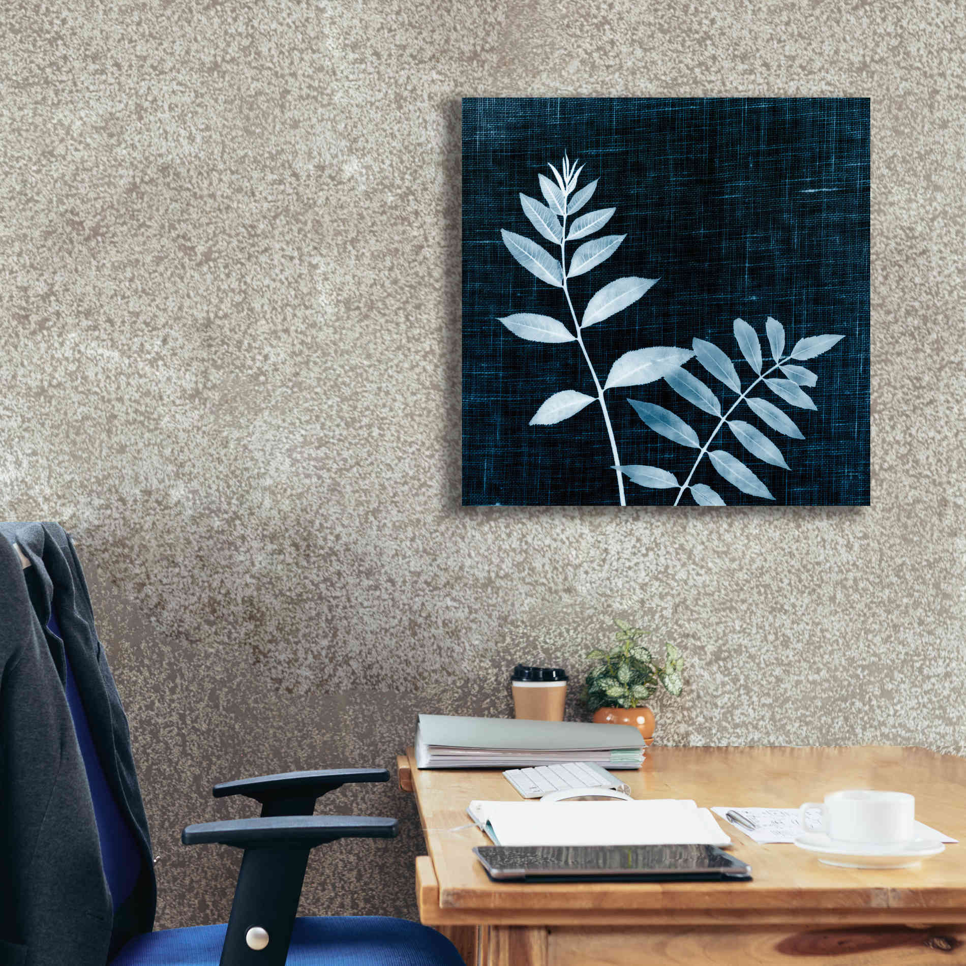'Leaves on Linen II' by Debra Van Swearingen, Canvas Wall Art,26 x 26