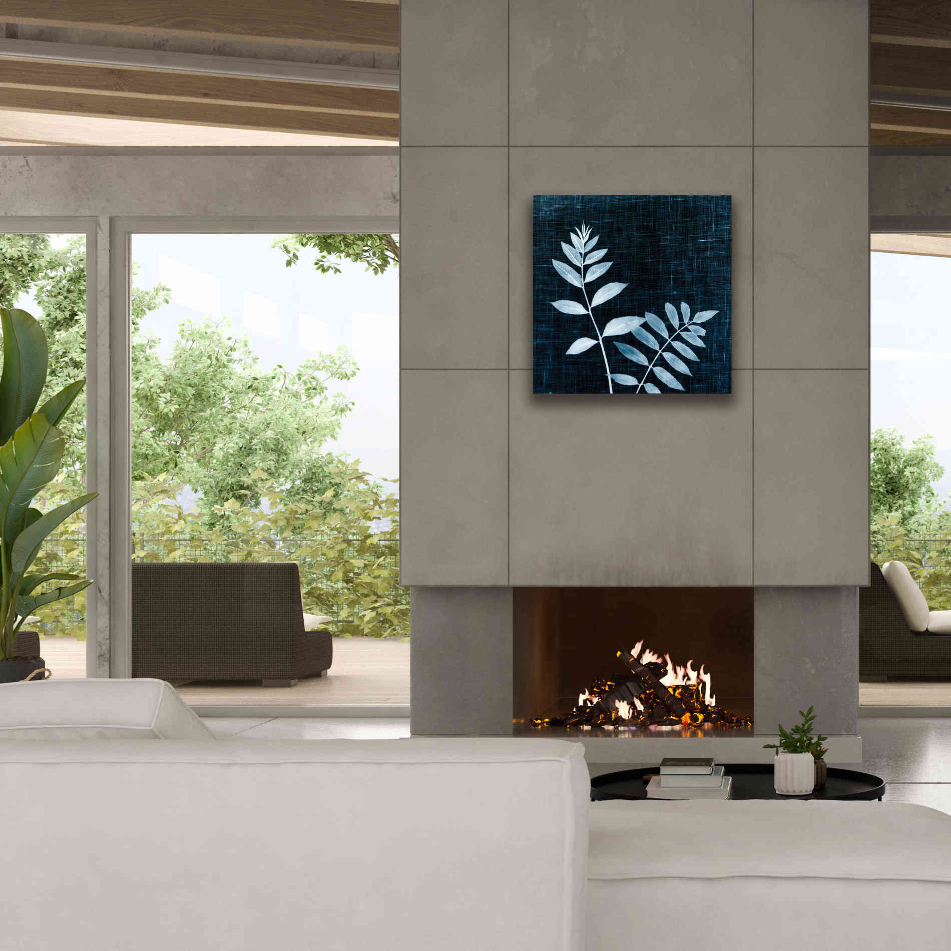 'Leaves on Linen II' by Debra Van Swearingen, Canvas Wall Art,26 x 26