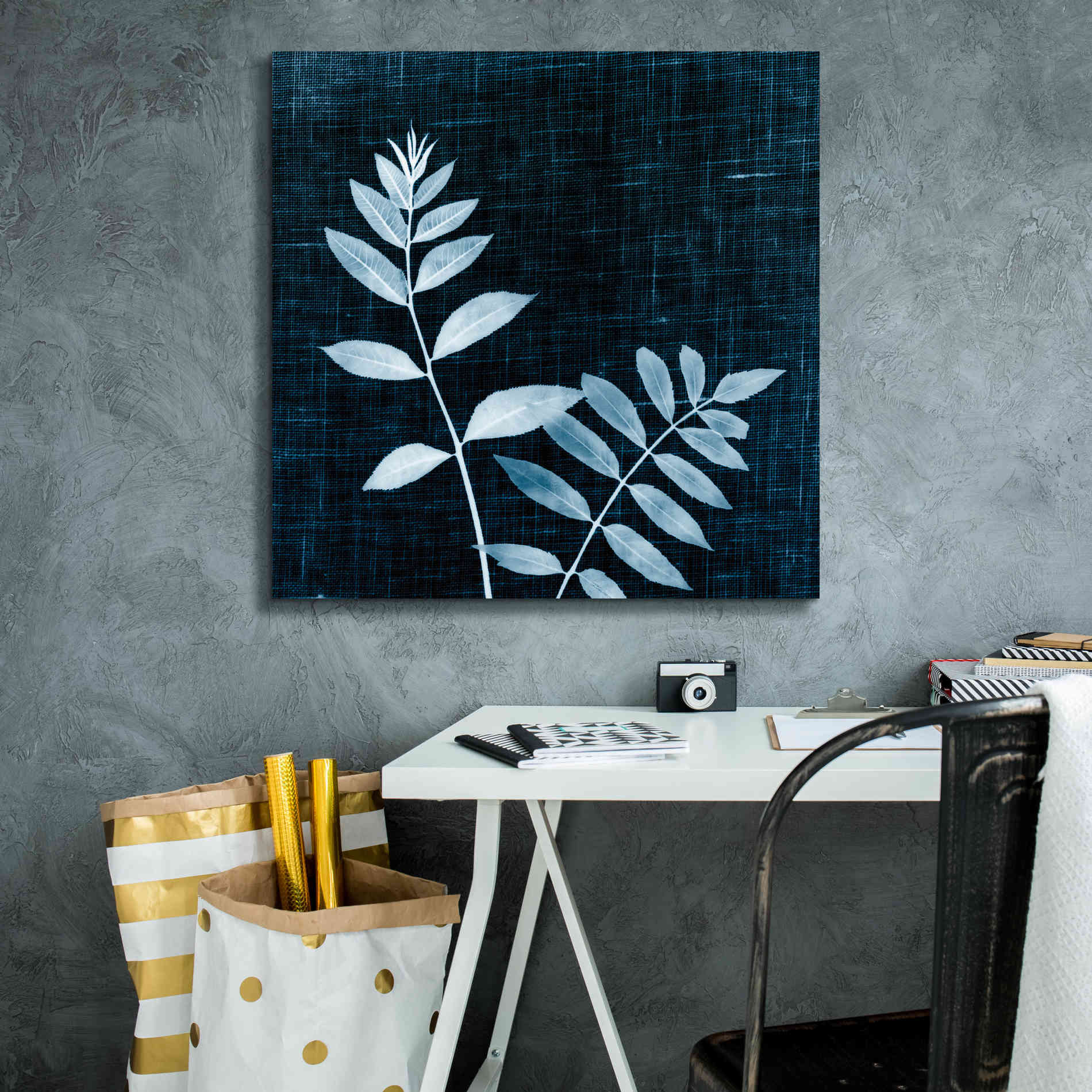 'Leaves on Linen II' by Debra Van Swearingen, Canvas Wall Art,26 x 26
