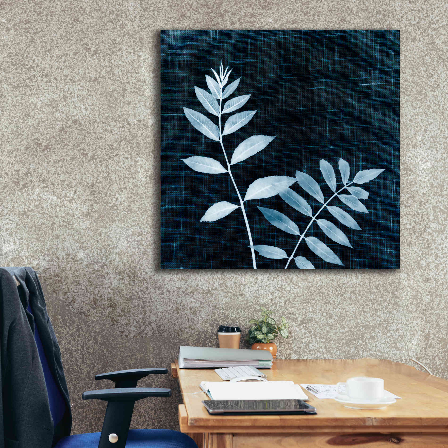 'Leaves on Linen II' by Debra Van Swearingen, Canvas Wall Art,37 x 37