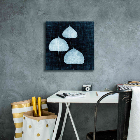Image of 'Leaves on Linen III' by Debra Van Swearingen, Canvas Wall Art,18 x 18