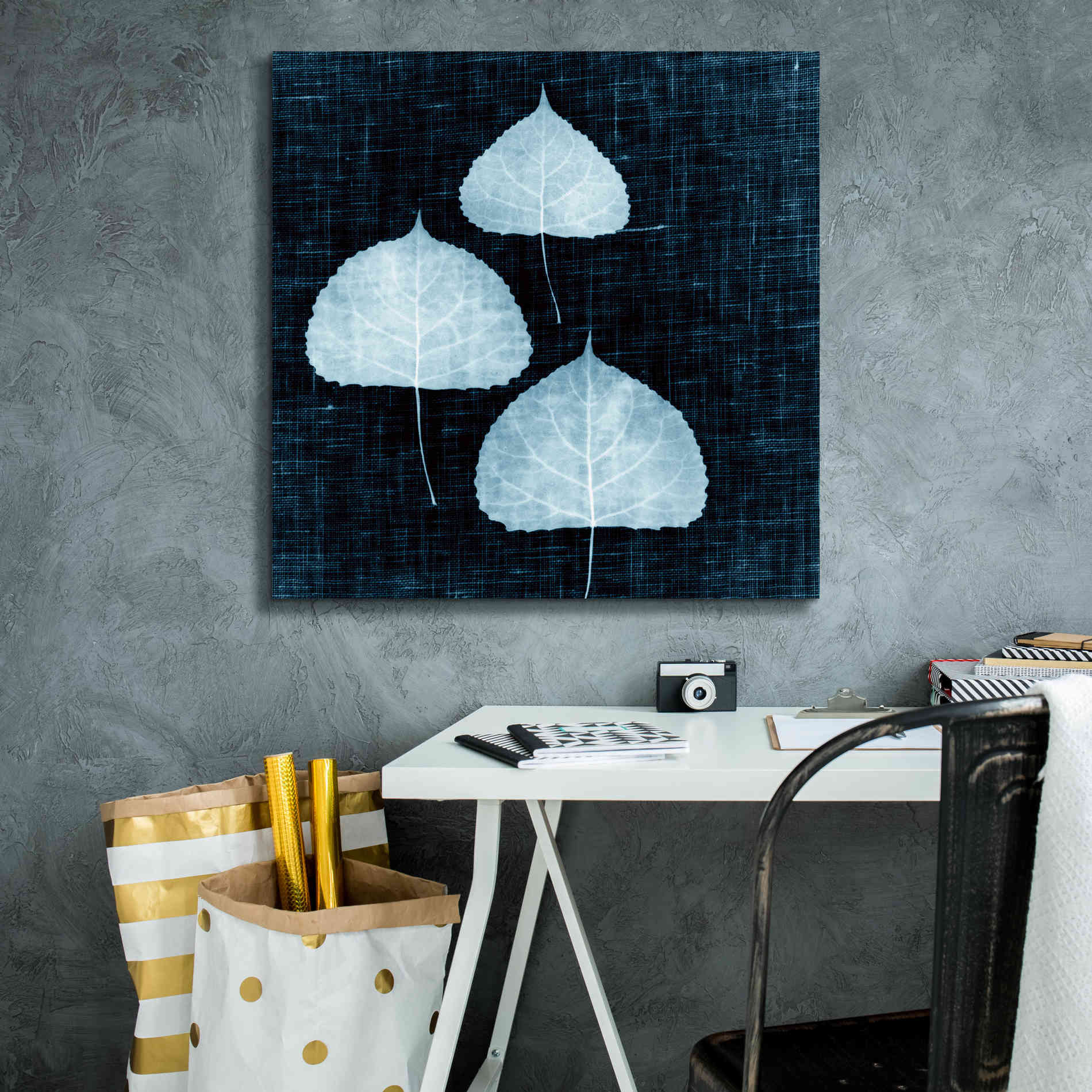 'Leaves on Linen III' by Debra Van Swearingen, Canvas Wall Art,26 x 26