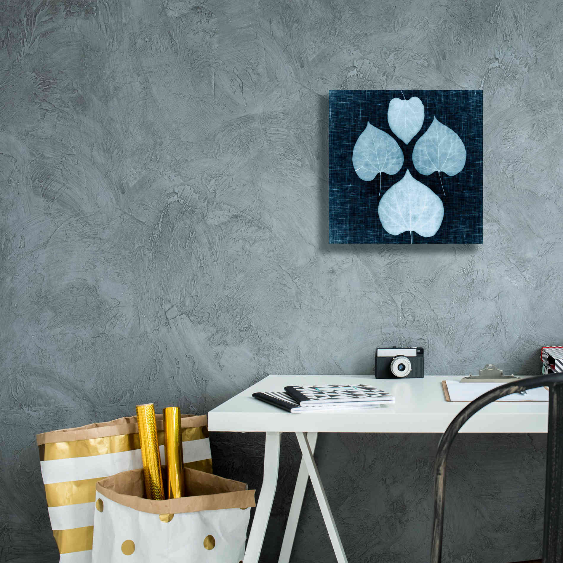 'Leaves on Linen IV' by Debra Van Swearingen, Canvas Wall Art,12 x 12