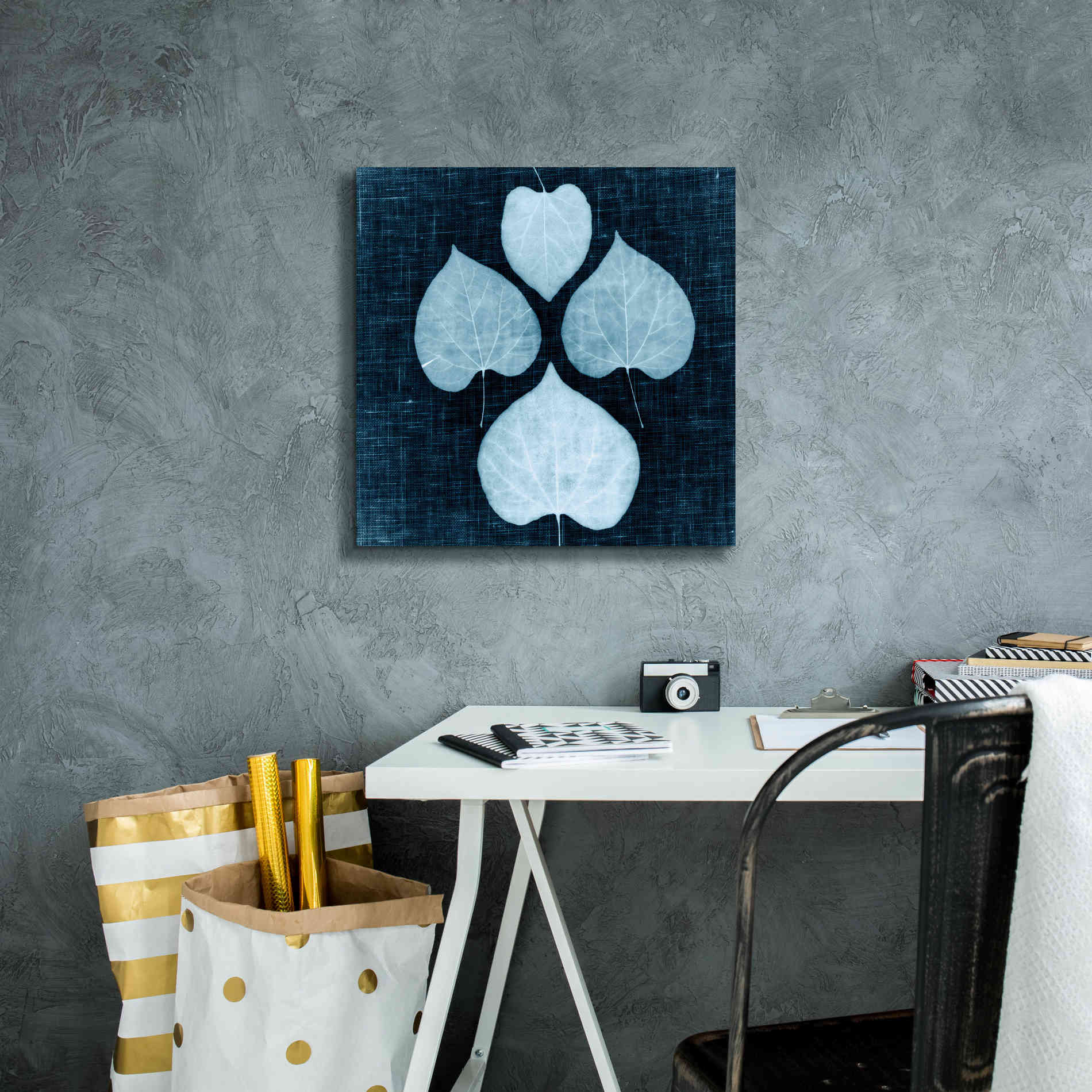 'Leaves on Linen IV' by Debra Van Swearingen, Canvas Wall Art,18 x 18