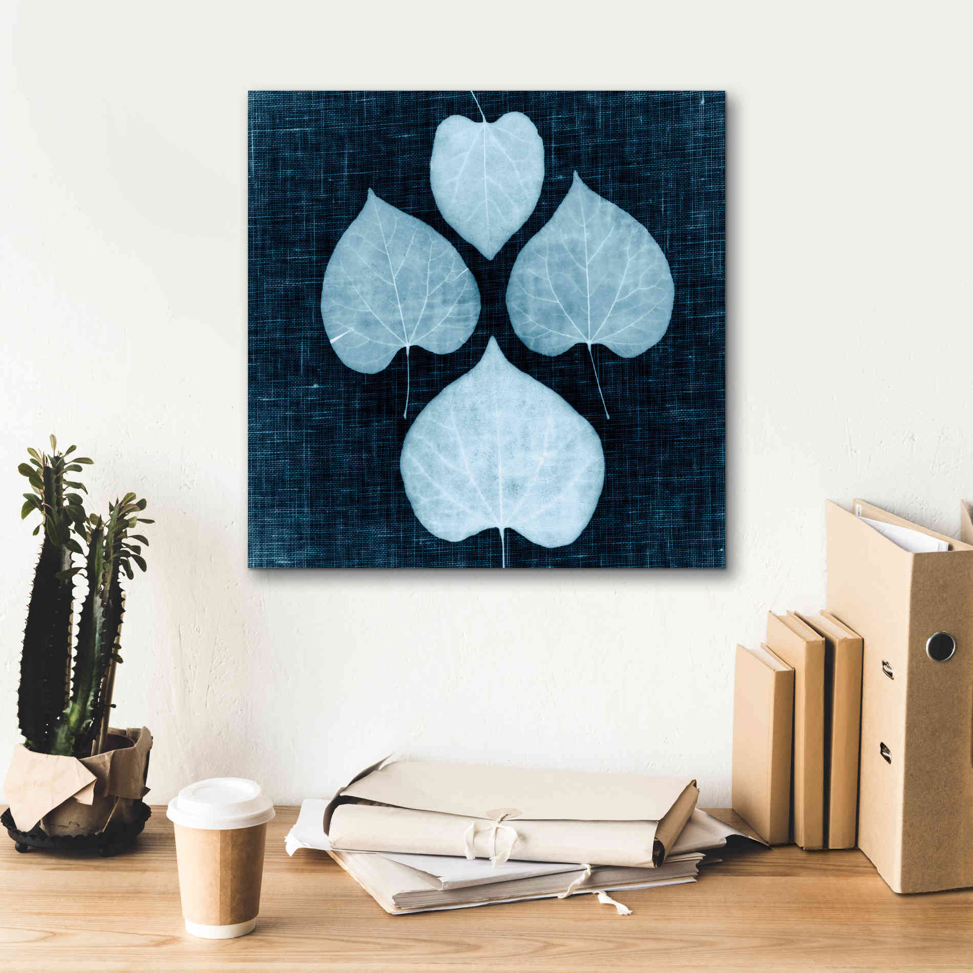 'Leaves on Linen IV' by Debra Van Swearingen, Canvas Wall Art,18 x 18