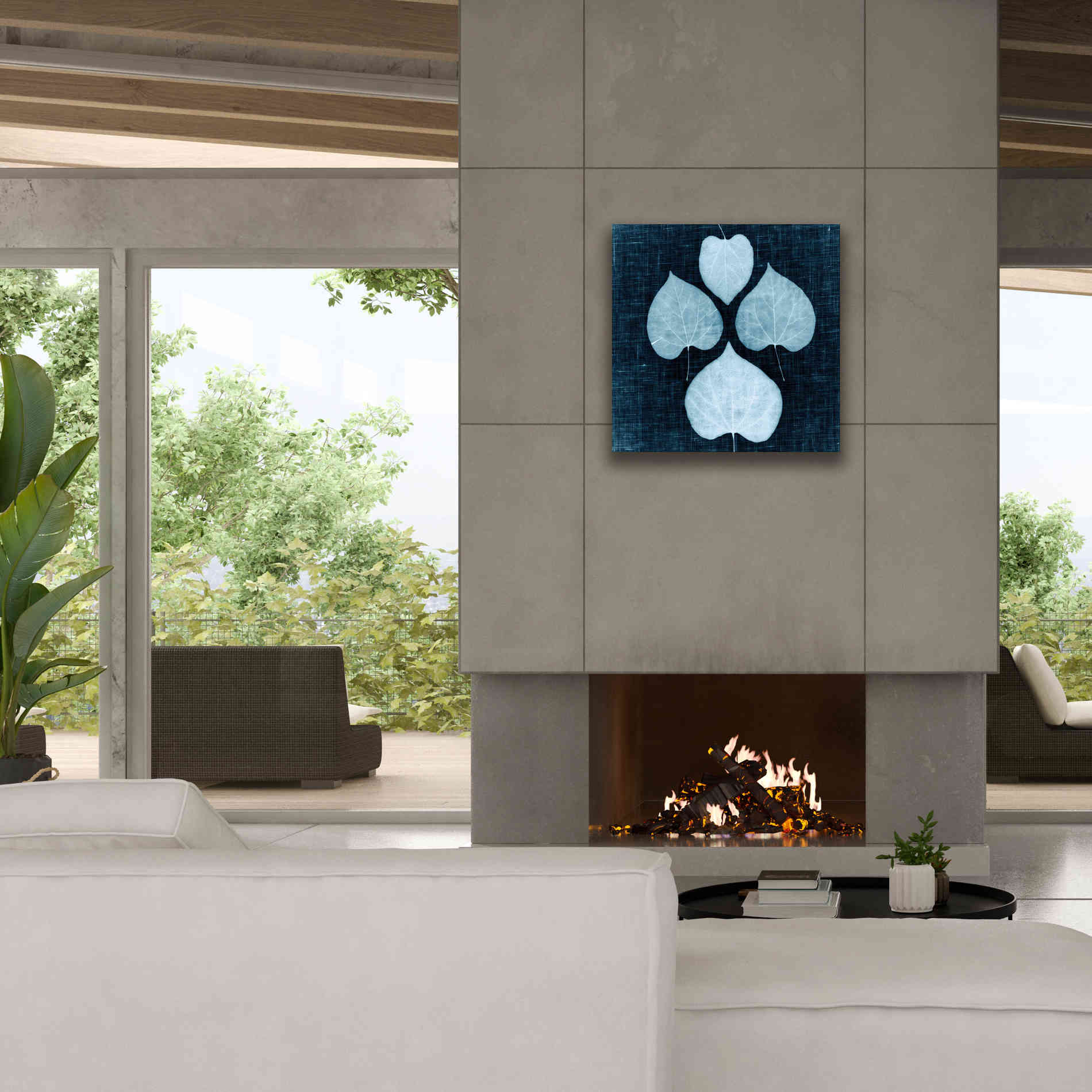 'Leaves on Linen IV' by Debra Van Swearingen, Canvas Wall Art,26 x 26