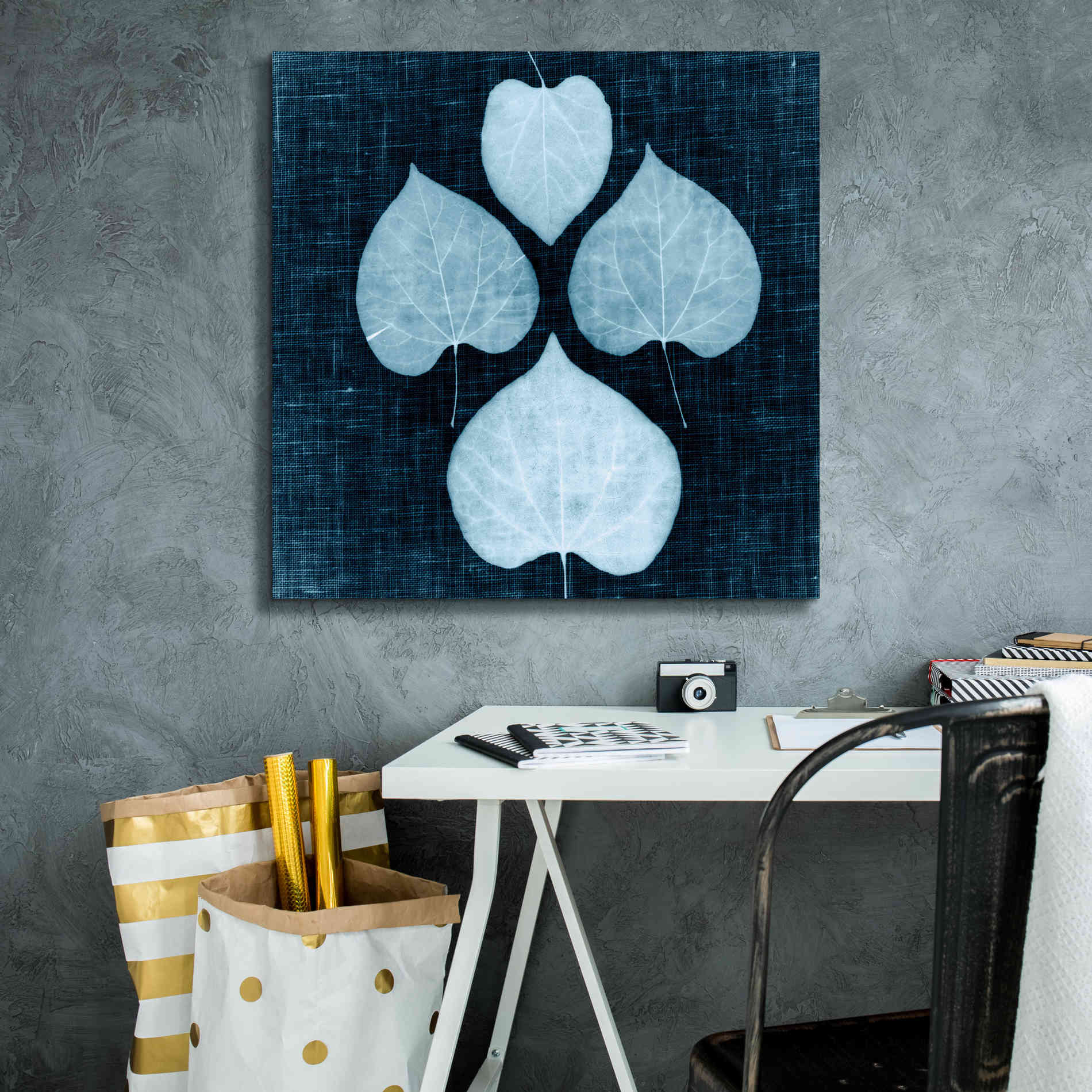'Leaves on Linen IV' by Debra Van Swearingen, Canvas Wall Art,26 x 26