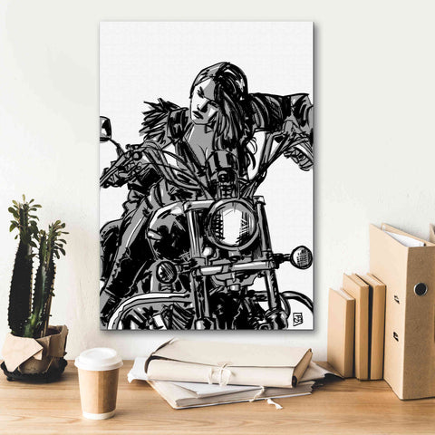 Image of 'Biker Girl' by Giuseppe Cristiano, Canvas Wall Art,18 x 26