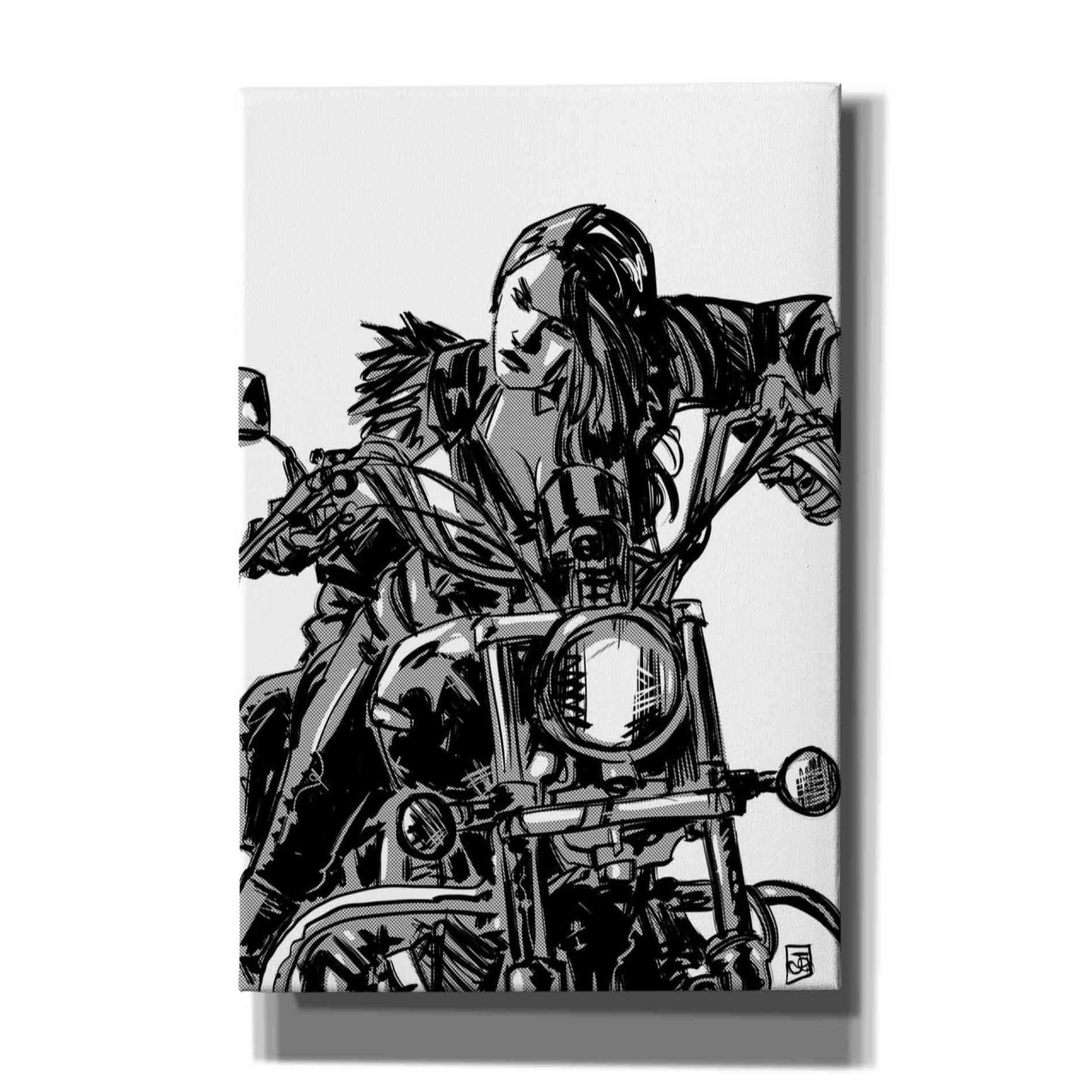'Biker Girl' by Giuseppe Cristiano, Canvas Wall Art