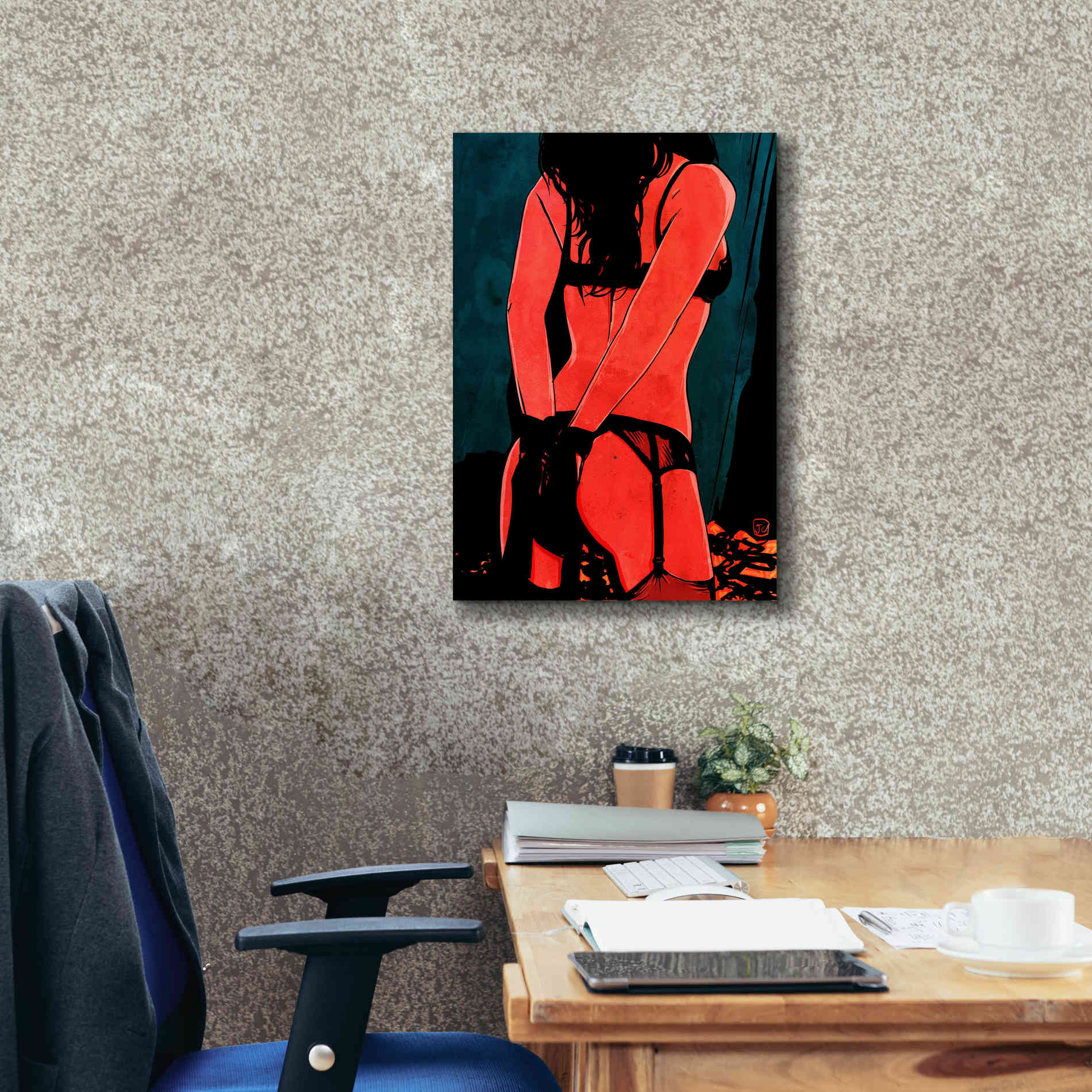 'Brunette in Lingerie' by Giuseppe Cristiano, Canvas Wall Art,18 x 26