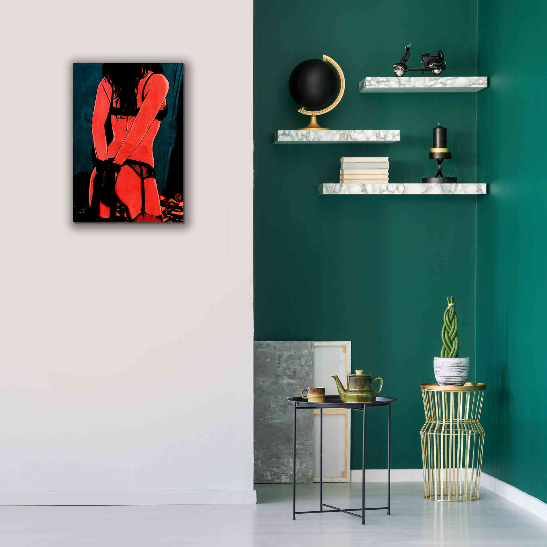 'Brunette in Lingerie' by Giuseppe Cristiano, Canvas Wall Art,18 x 26
