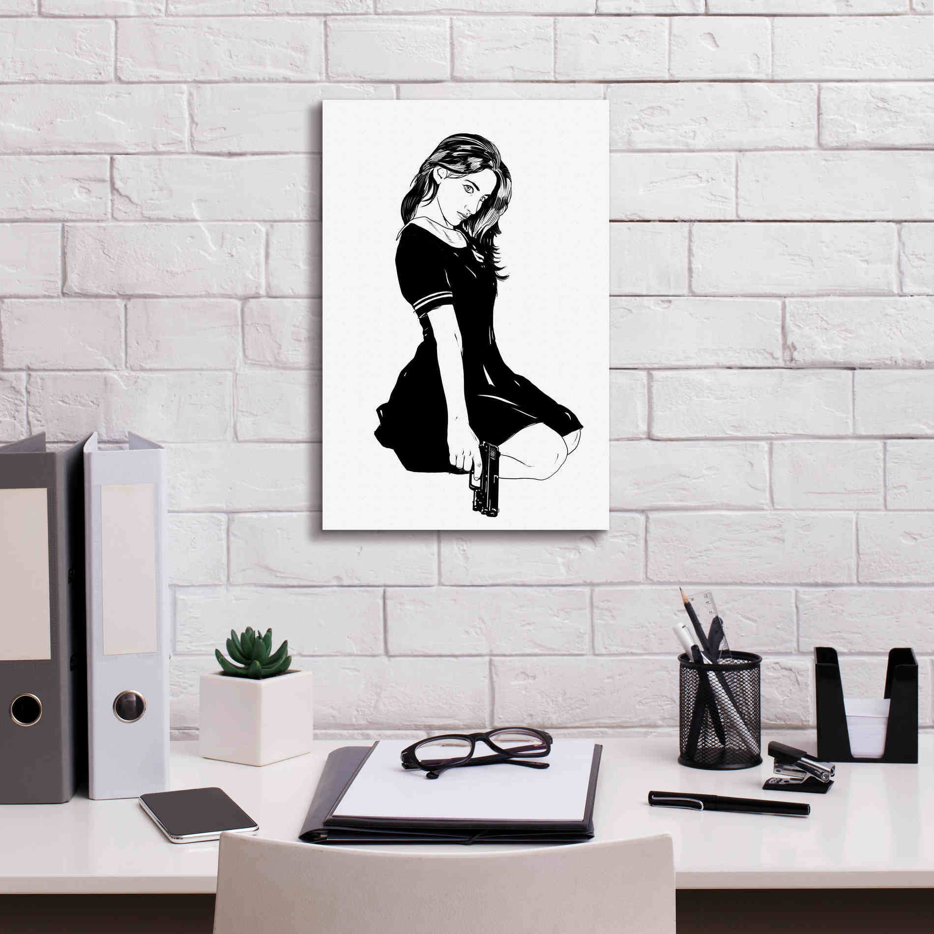 'Girl With Gun II' by Giuseppe Cristiano, Canvas Wall Art,12 x 18