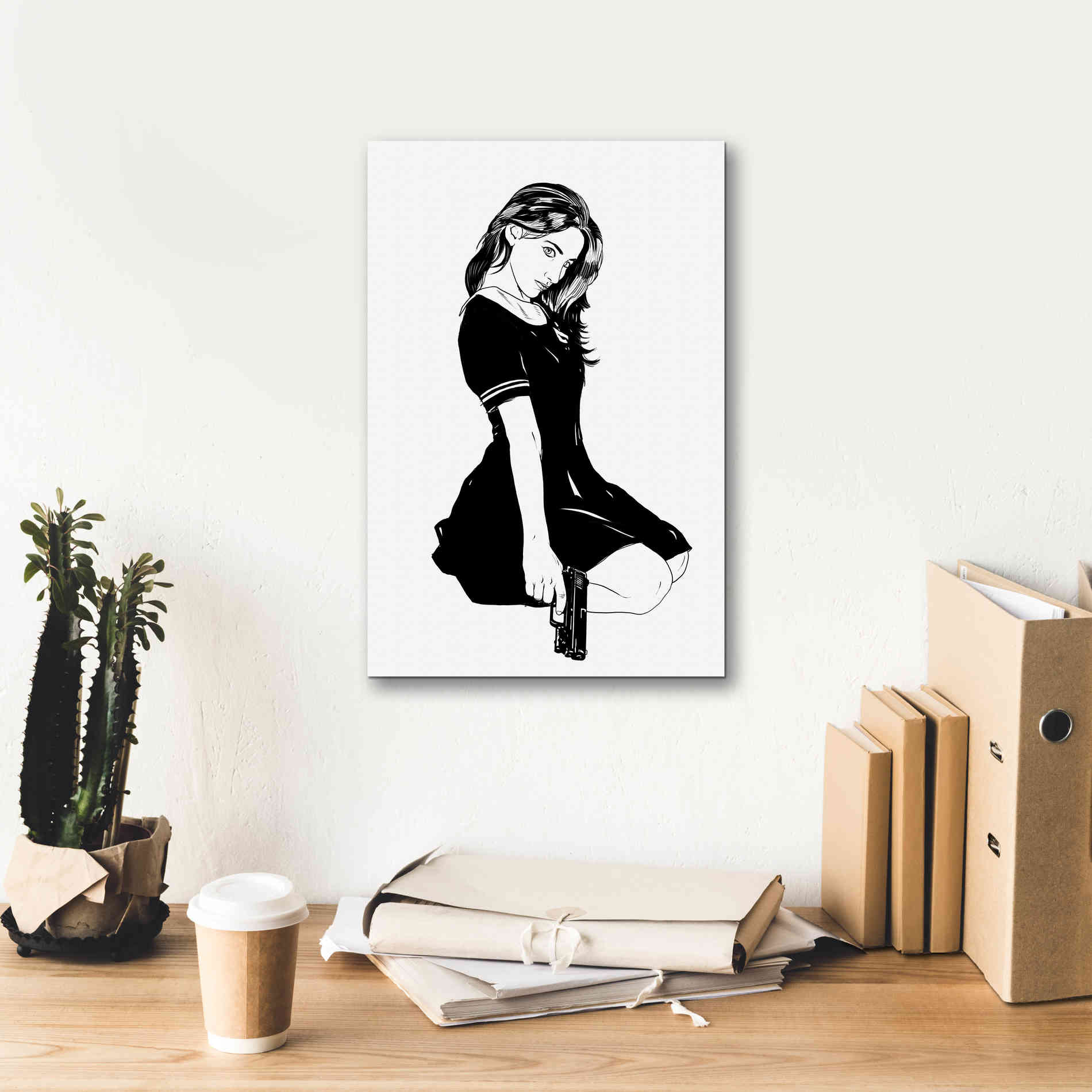 'Girl With Gun II' by Giuseppe Cristiano, Canvas Wall Art,12 x 18