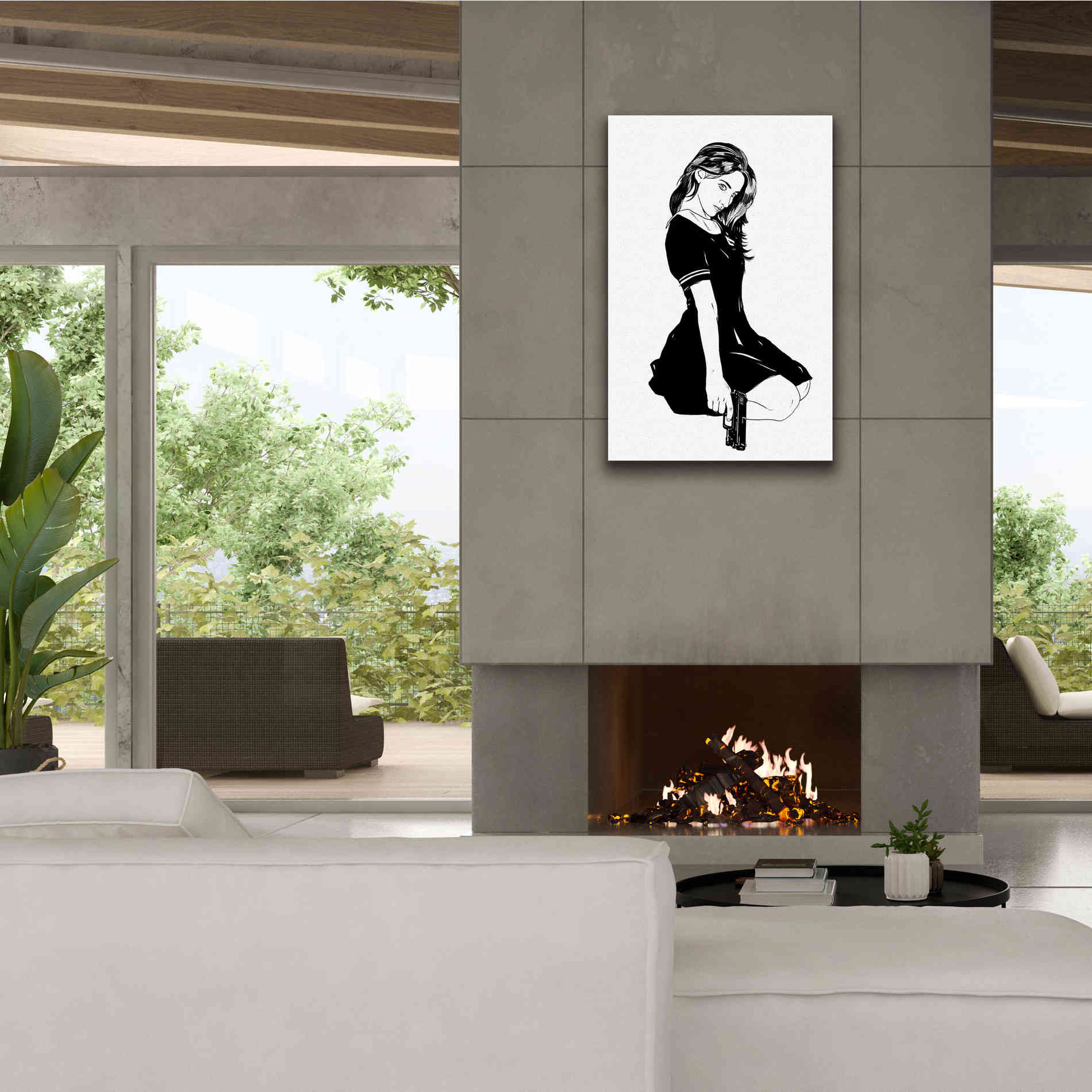 'Girl With Gun II' by Giuseppe Cristiano, Canvas Wall Art,26 x 40