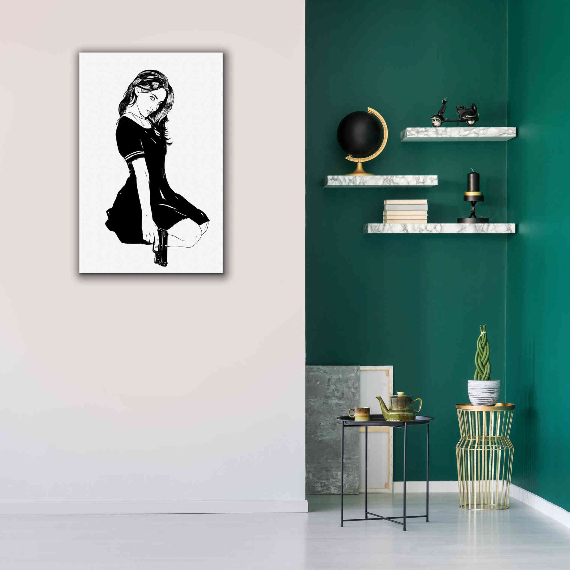 'Girl With Gun II' by Giuseppe Cristiano, Canvas Wall Art,26 x 40