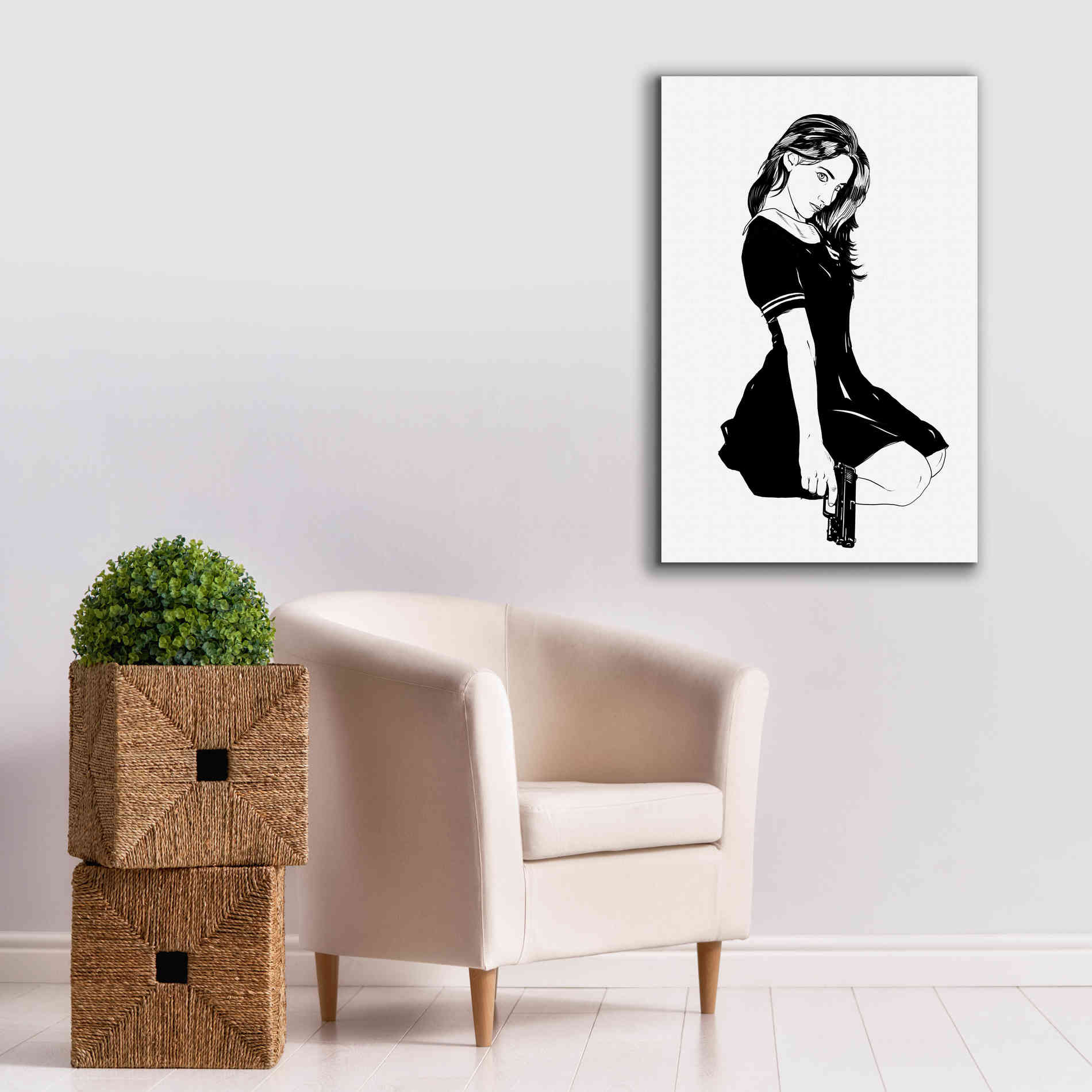 'Girl With Gun II' by Giuseppe Cristiano, Canvas Wall Art,26 x 40