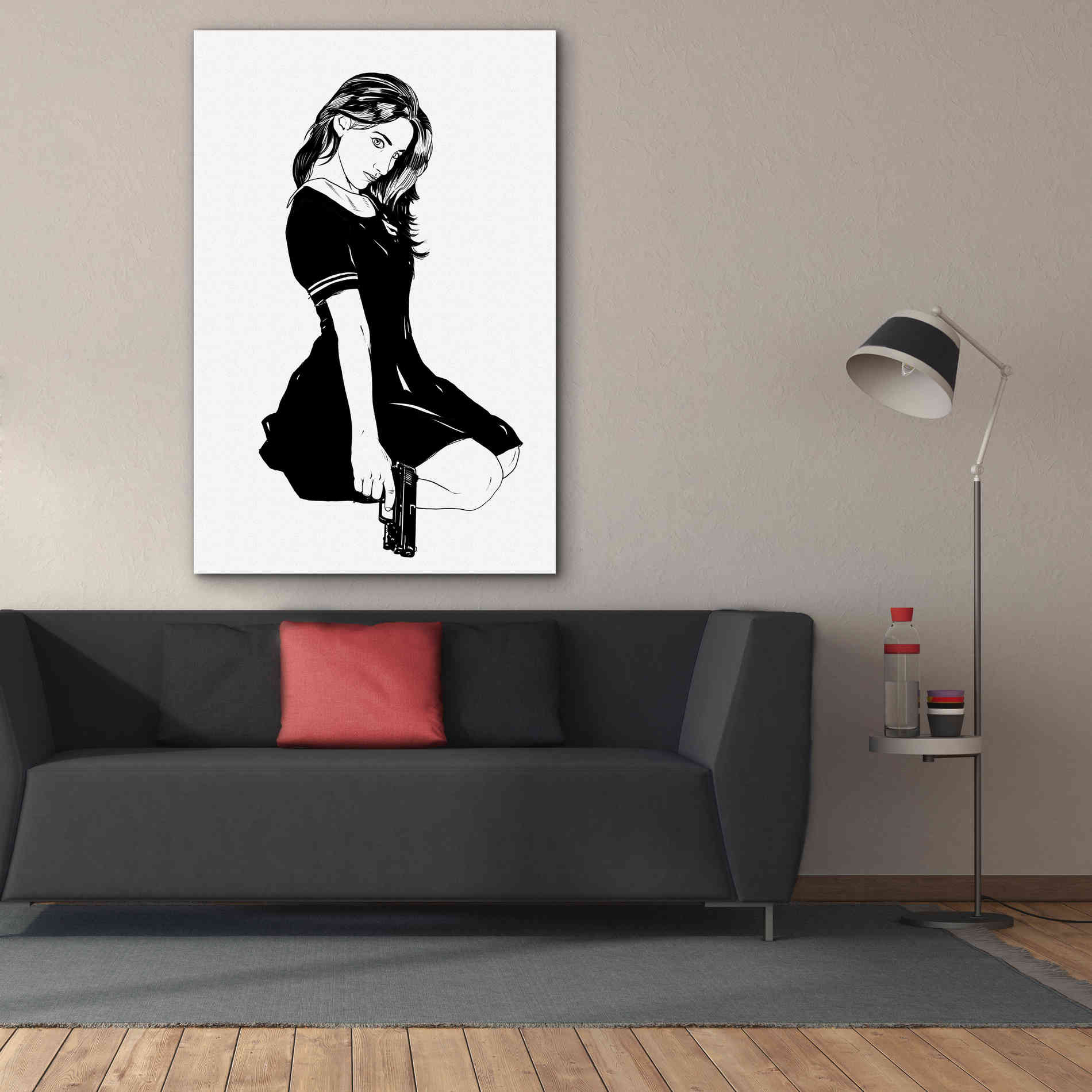 'Girl With Gun II' by Giuseppe Cristiano, Canvas Wall Art,40 x 60