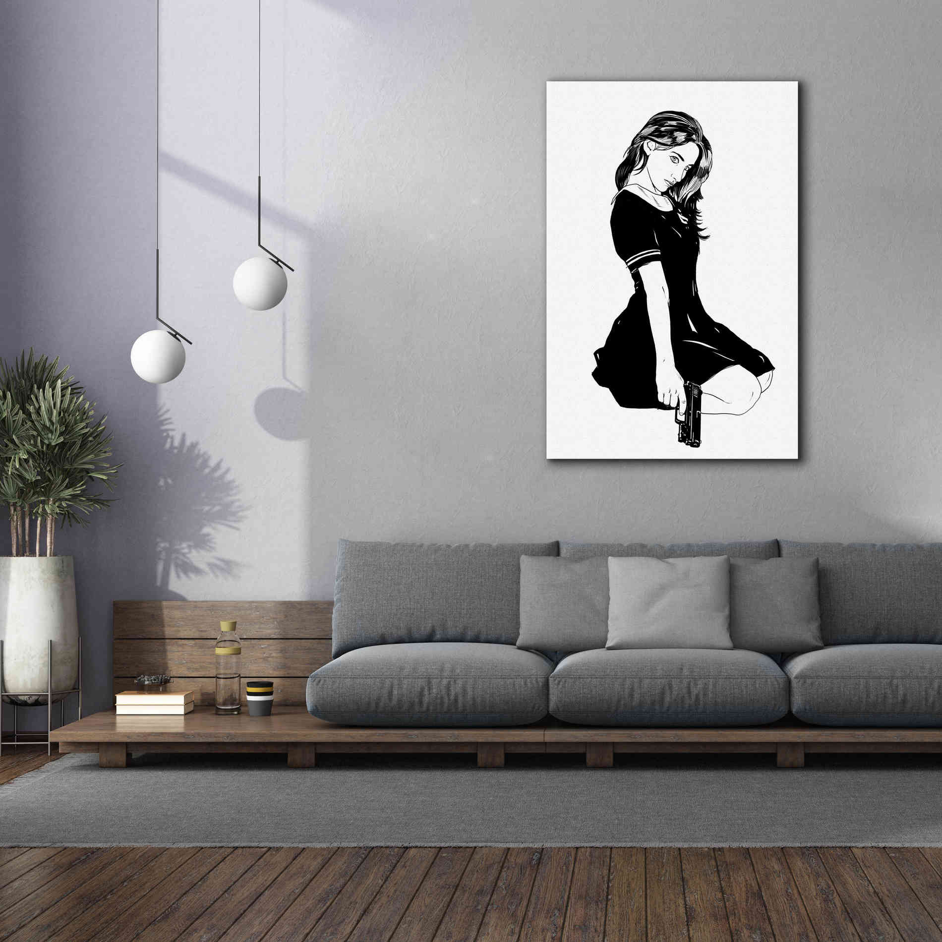 'Girl With Gun II' by Giuseppe Cristiano, Canvas Wall Art,40 x 60