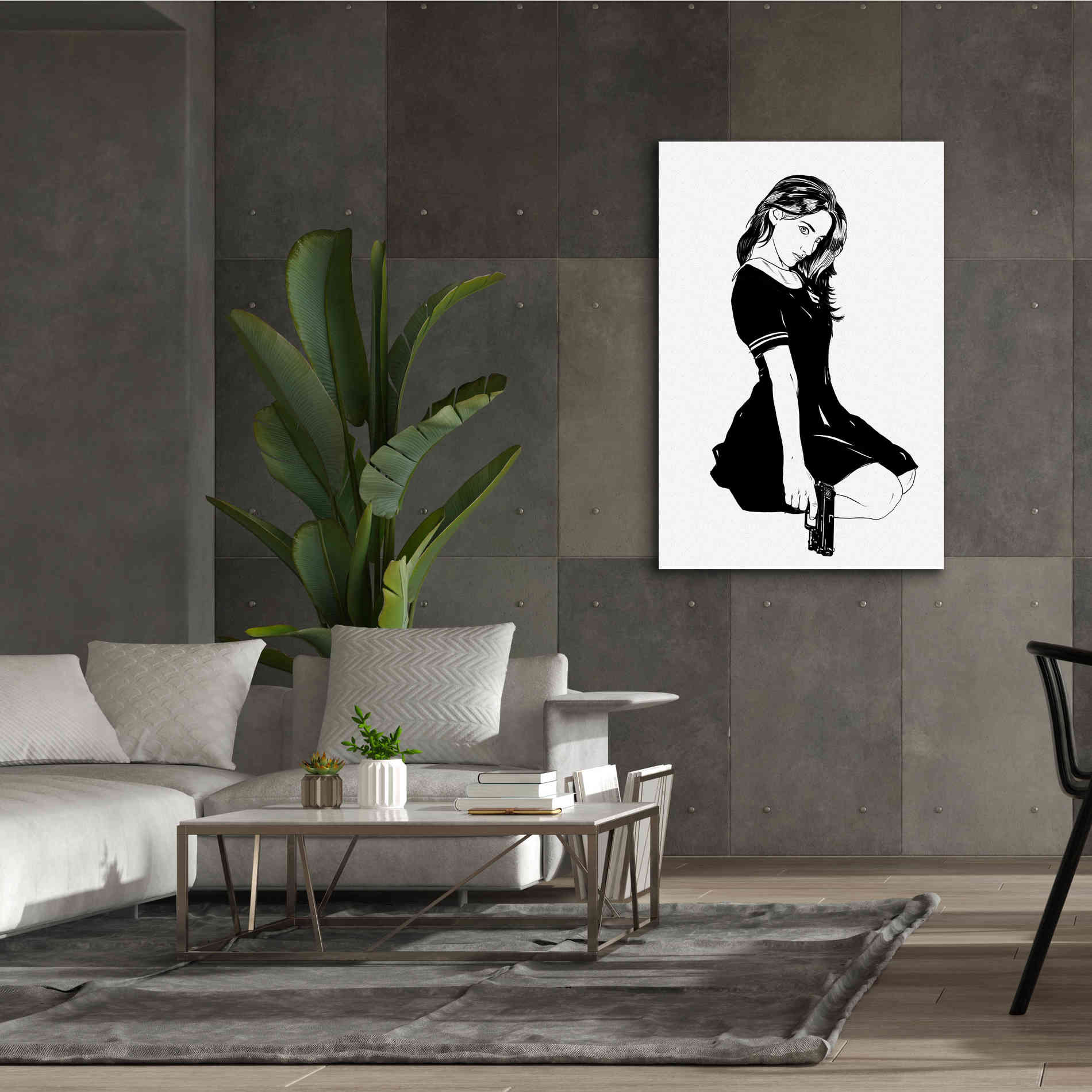 'Girl With Gun II' by Giuseppe Cristiano, Canvas Wall Art,40 x 60