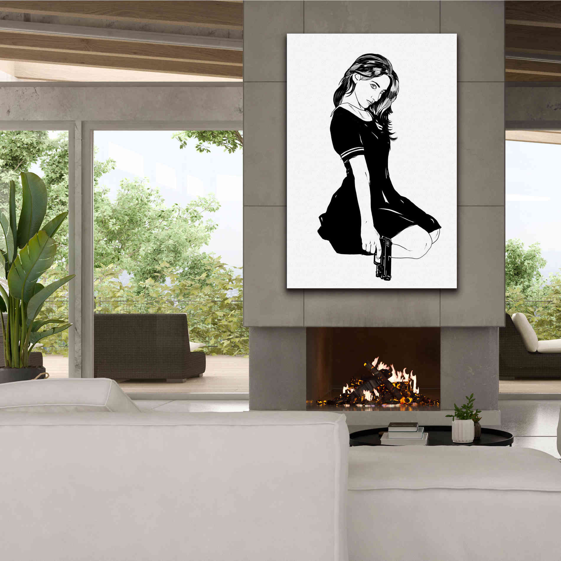 'Girl With Gun II' by Giuseppe Cristiano, Canvas Wall Art,40 x 60
