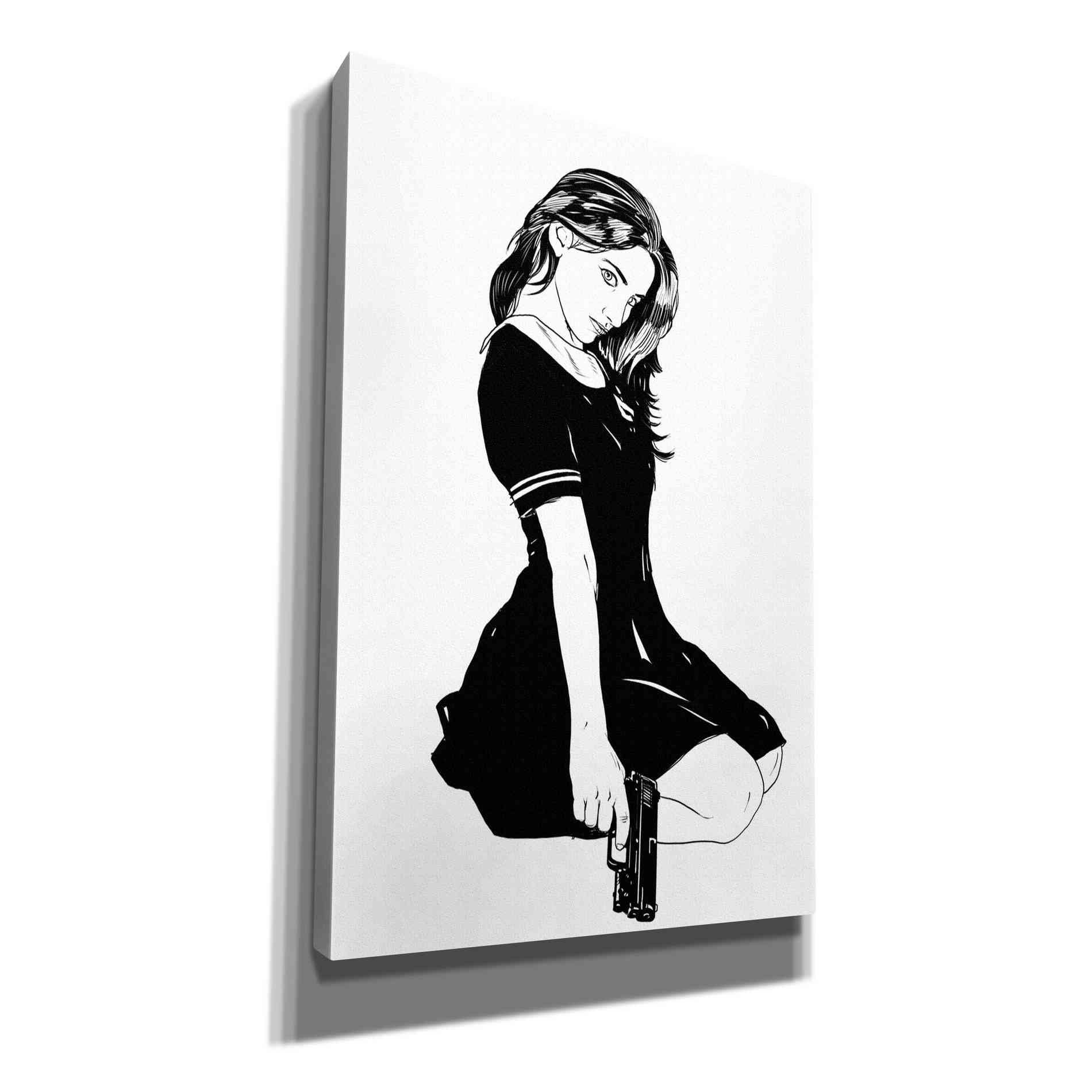 'Girl With Gun II' by Giuseppe Cristiano, Canvas Wall Art
