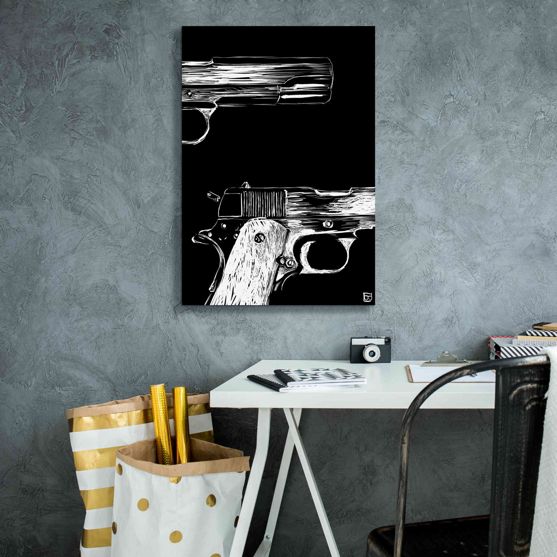 'Guns' by Giuseppe Cristiano, Canvas Wall Art,18 x 26