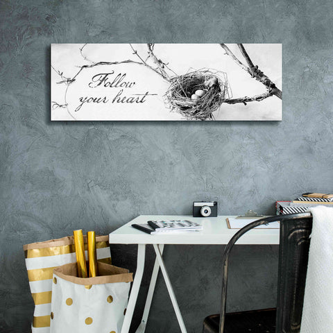 Image of 'Nest and Branch Follow Your Heart' by Debra Van Swearingen, Canvas Wall Art,36 x 12