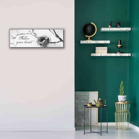 Image of 'Nest and Branch Follow Your Heart' by Debra Van Swearingen, Canvas Wall Art,36 x 12