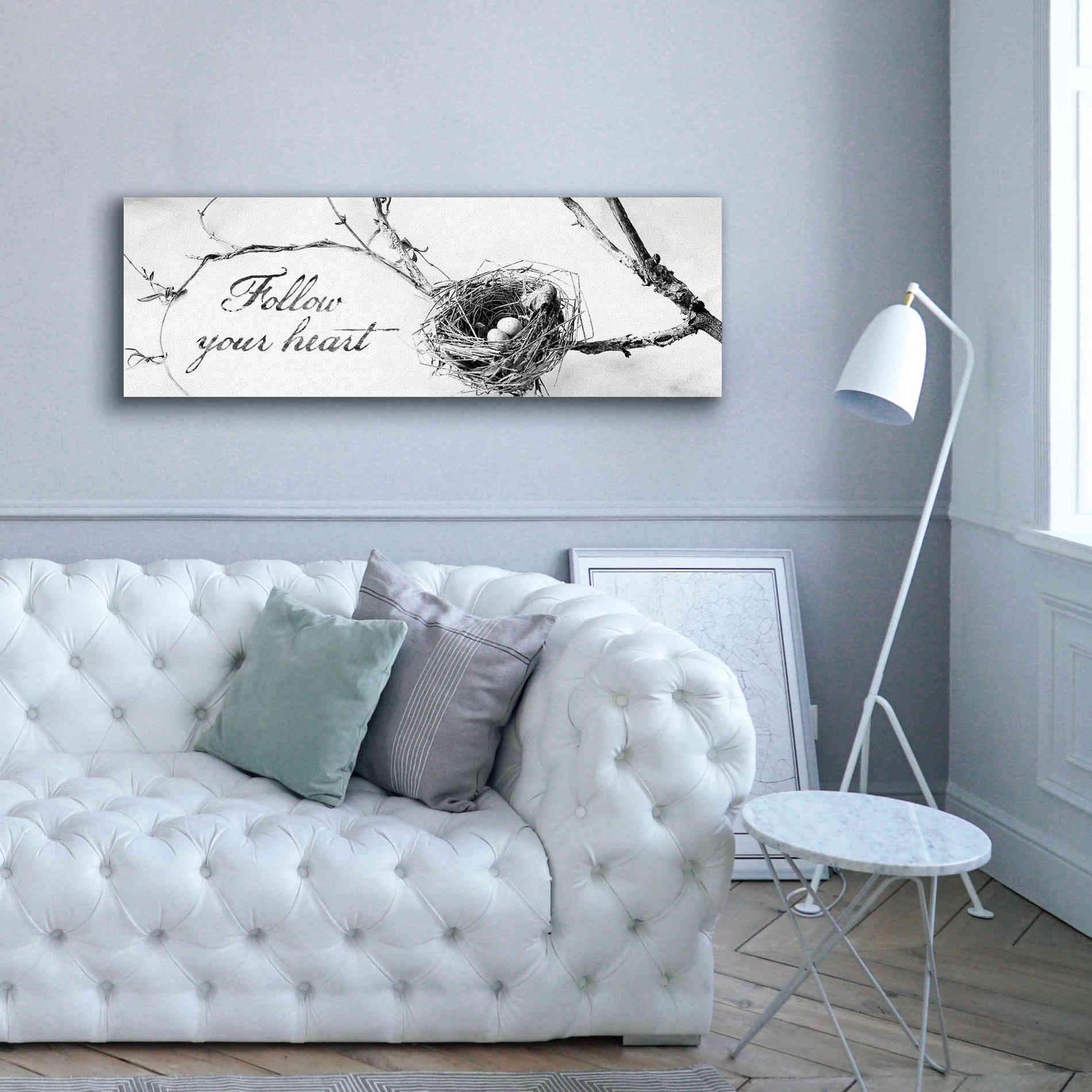 'Nest and Branch Follow Your Heart' by Debra Van Swearingen, Canvas Wall Art,60 x 20