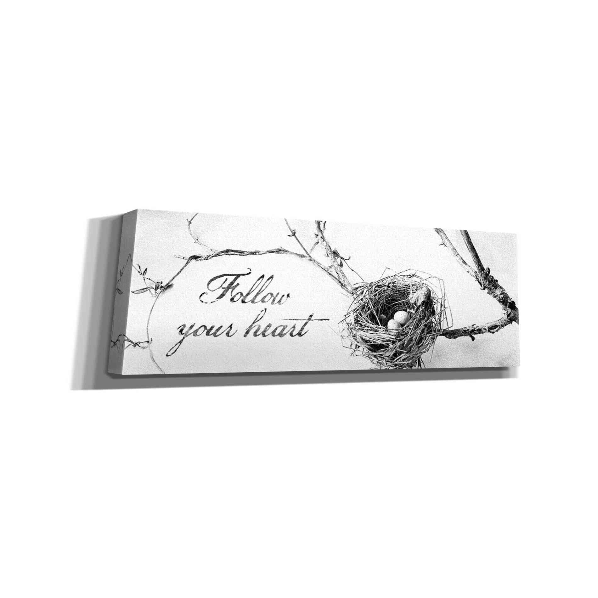 'Nest and Branch Follow Your Heart' by Debra Van Swearingen, Canvas Wall Art,36x12x1.74x0,60x20x1.74x0