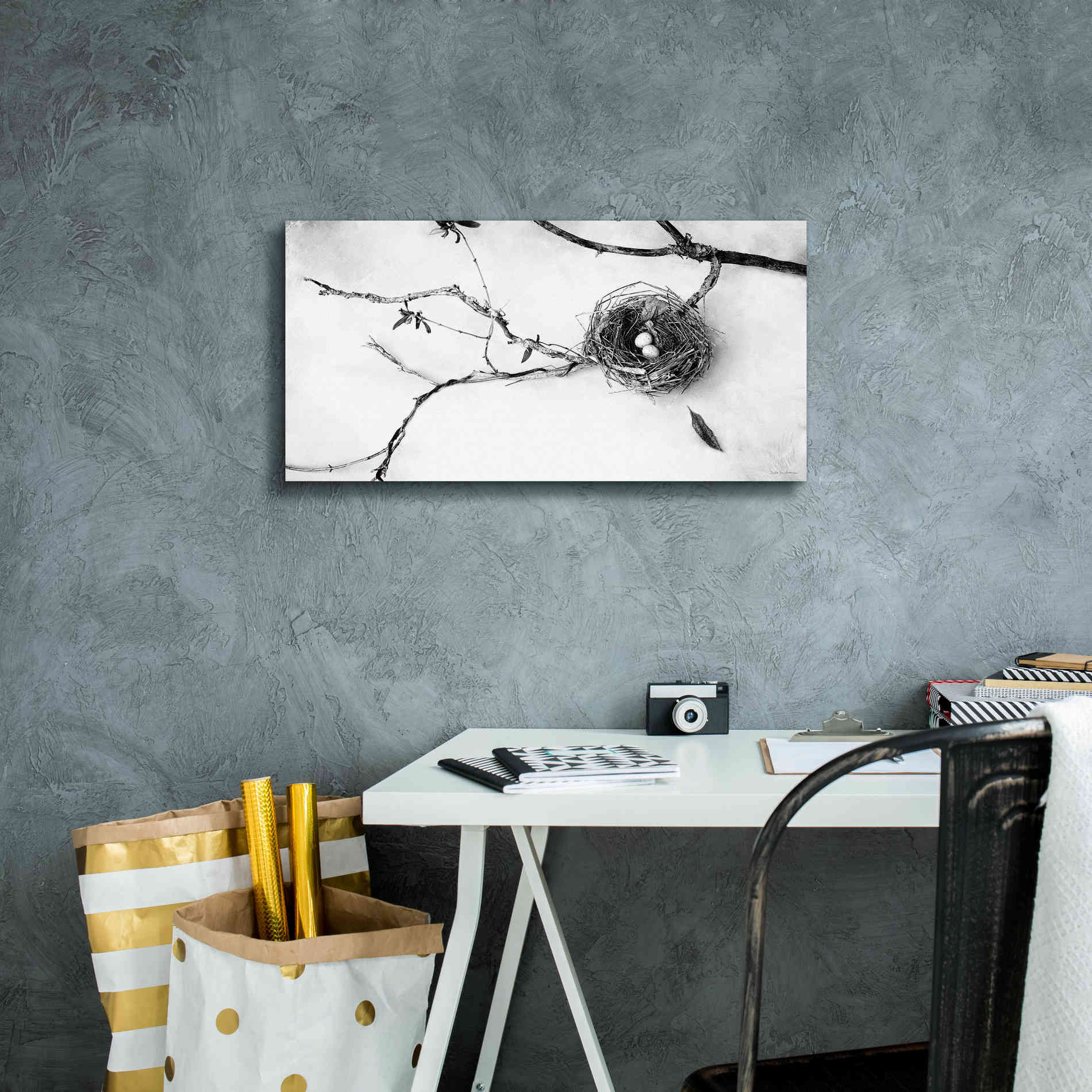 'Nest and Branch II' by Debra Van Swearingen, Canvas Wall Art,24 x 12