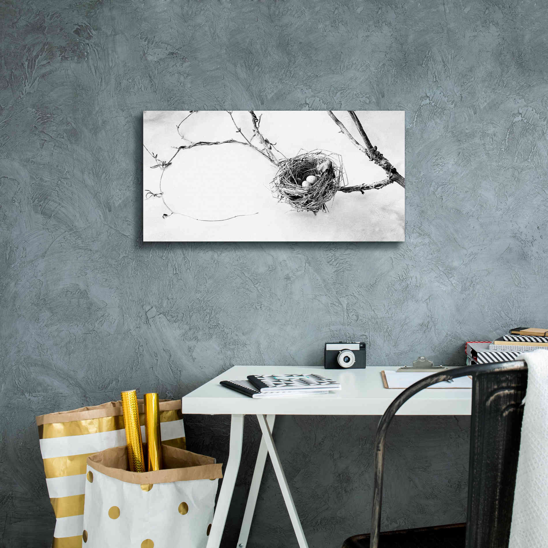 'Nest and Branch III' by Debra Van Swearingen, Canvas Wall Art,24 x 12