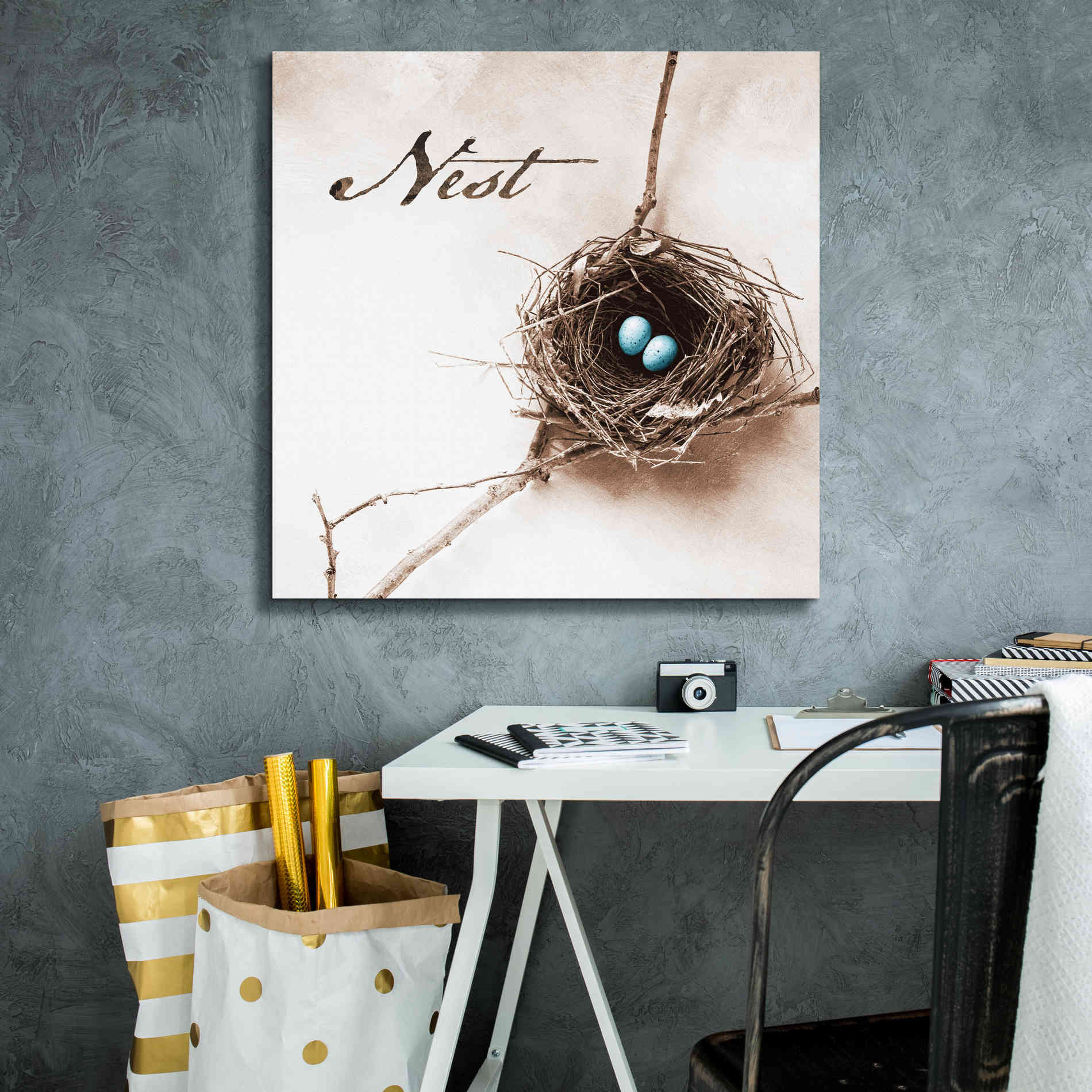 'Nest and Branch IV - Nest' by Debra Van Swearingen, Canvas Wall Art,26 x 26