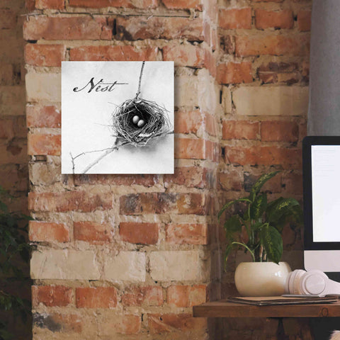 Image of 'Nest and Branch IV - Nest B&W' by Debra Van Swearingen, Canvas Wall Art,12 x 12